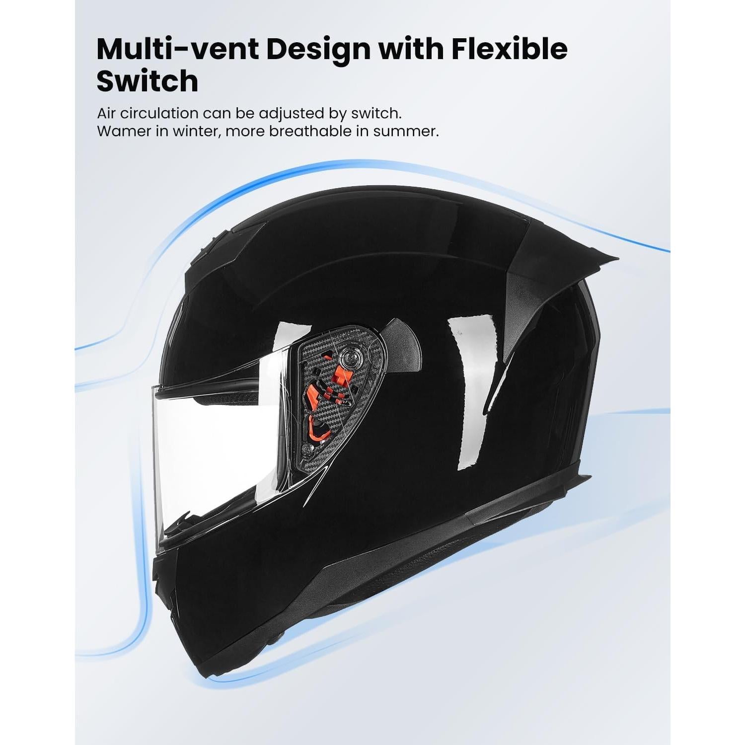 Casco de Motocicleta ILM 317 Negro Brillante XL Certificado DOT