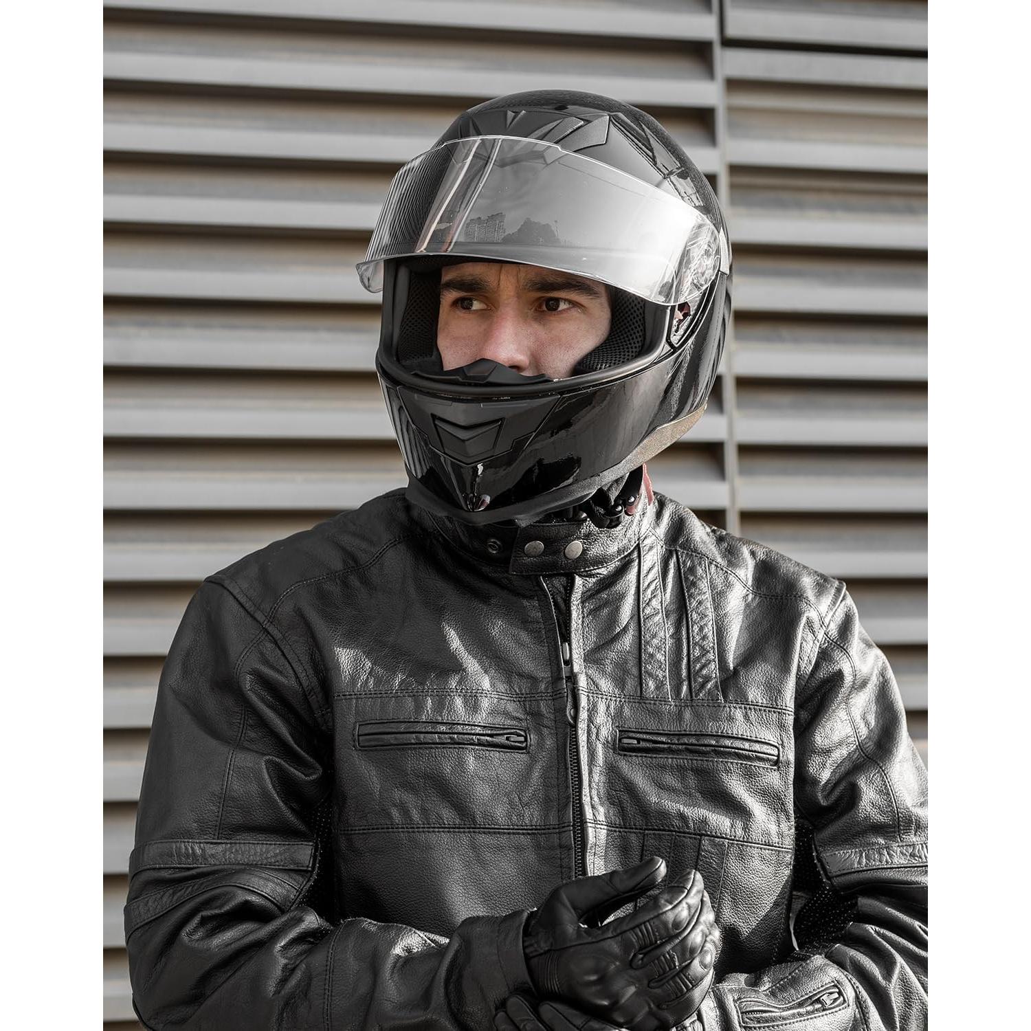 Casco de Motocicleta ILM 317 Negro Brillante XL Certificado DOT