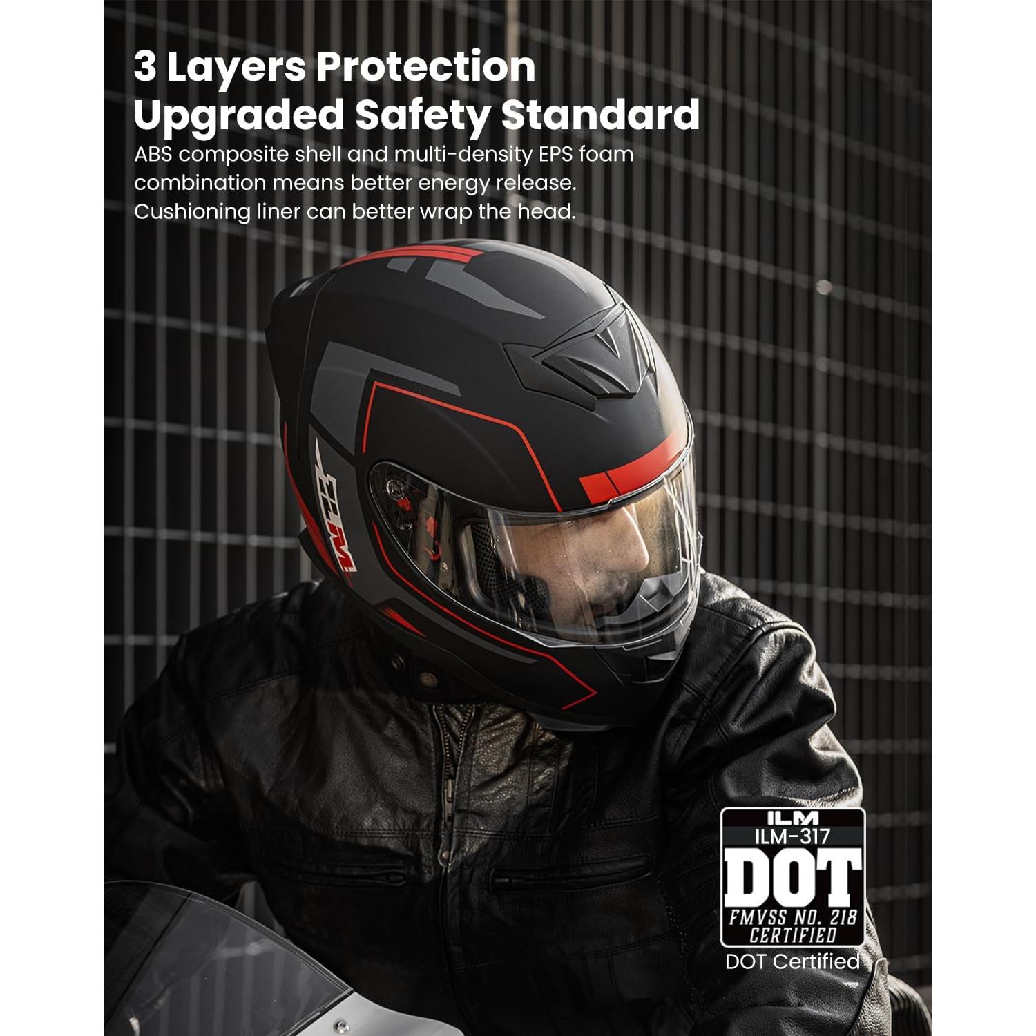 Casco Integral ILM 317 para Motocicleta Rojo Negro L