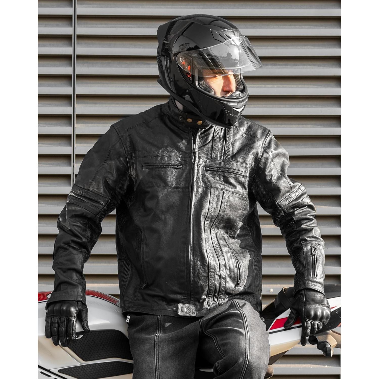 Casco de Motocicleta ILM Full Face Modelo 317 Negro Brillante M