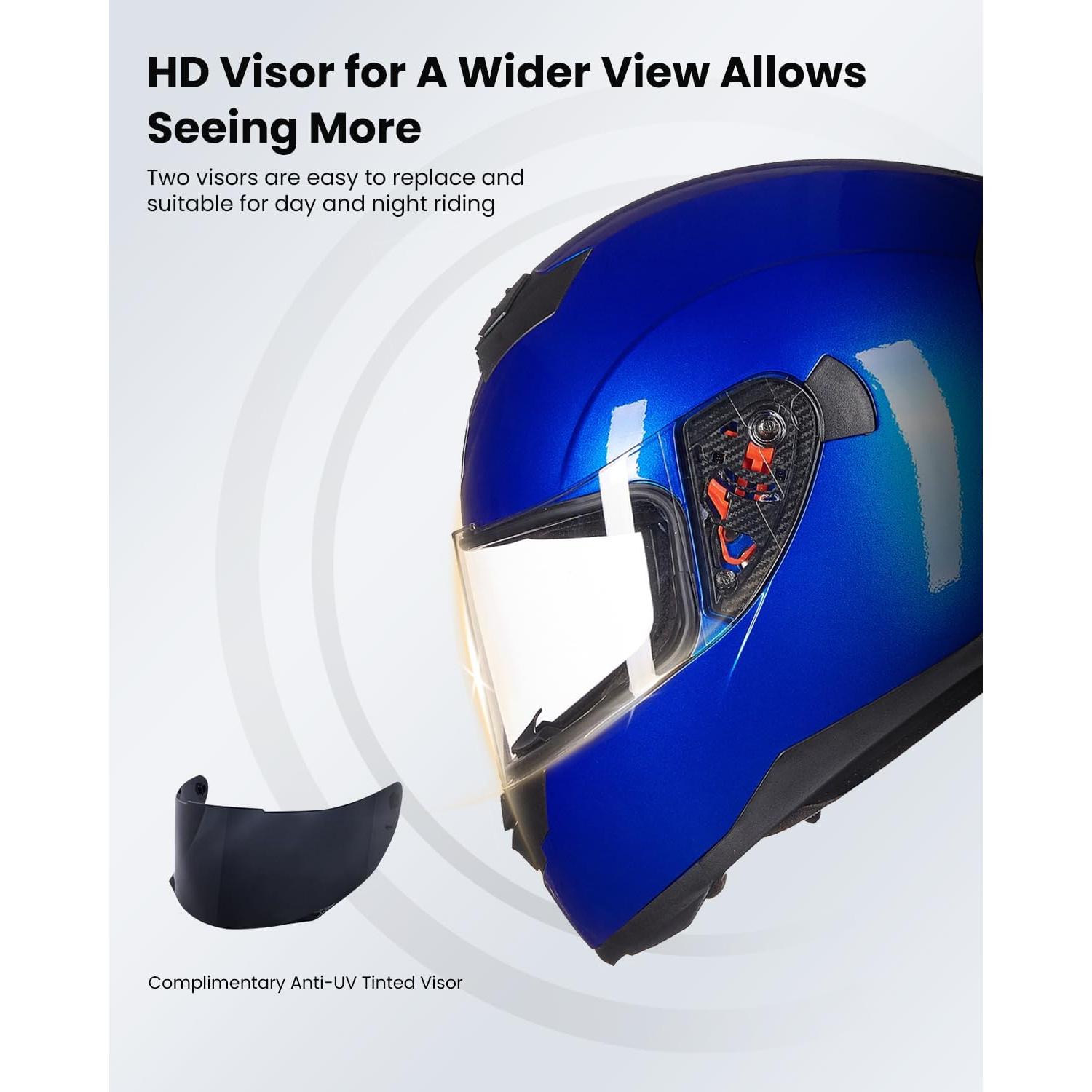 Casco ILM Full Face Motocicleta Modelo 317 Azul Mediano