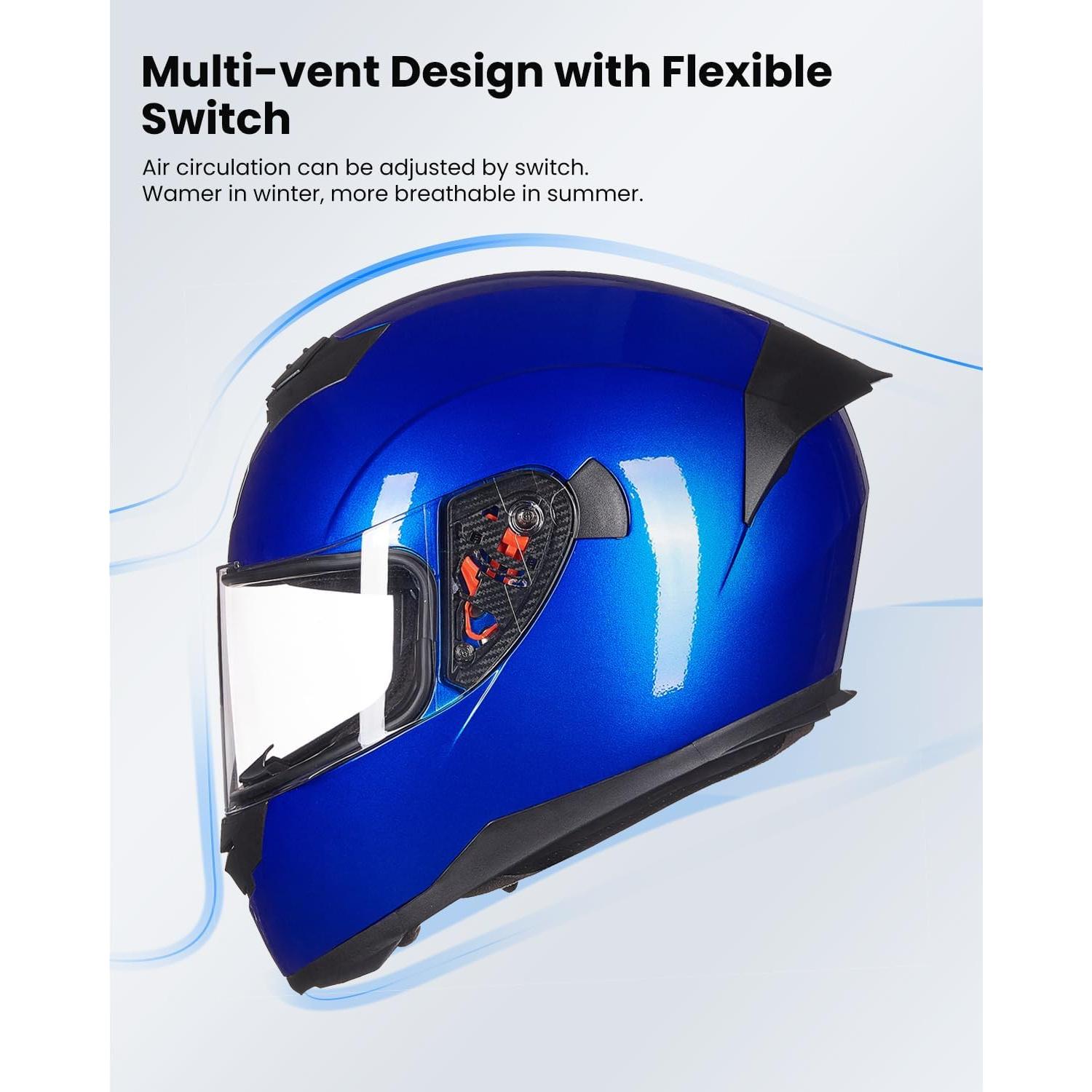 Casco ILM Full Face Motocicleta Modelo 317 Azul Mediano