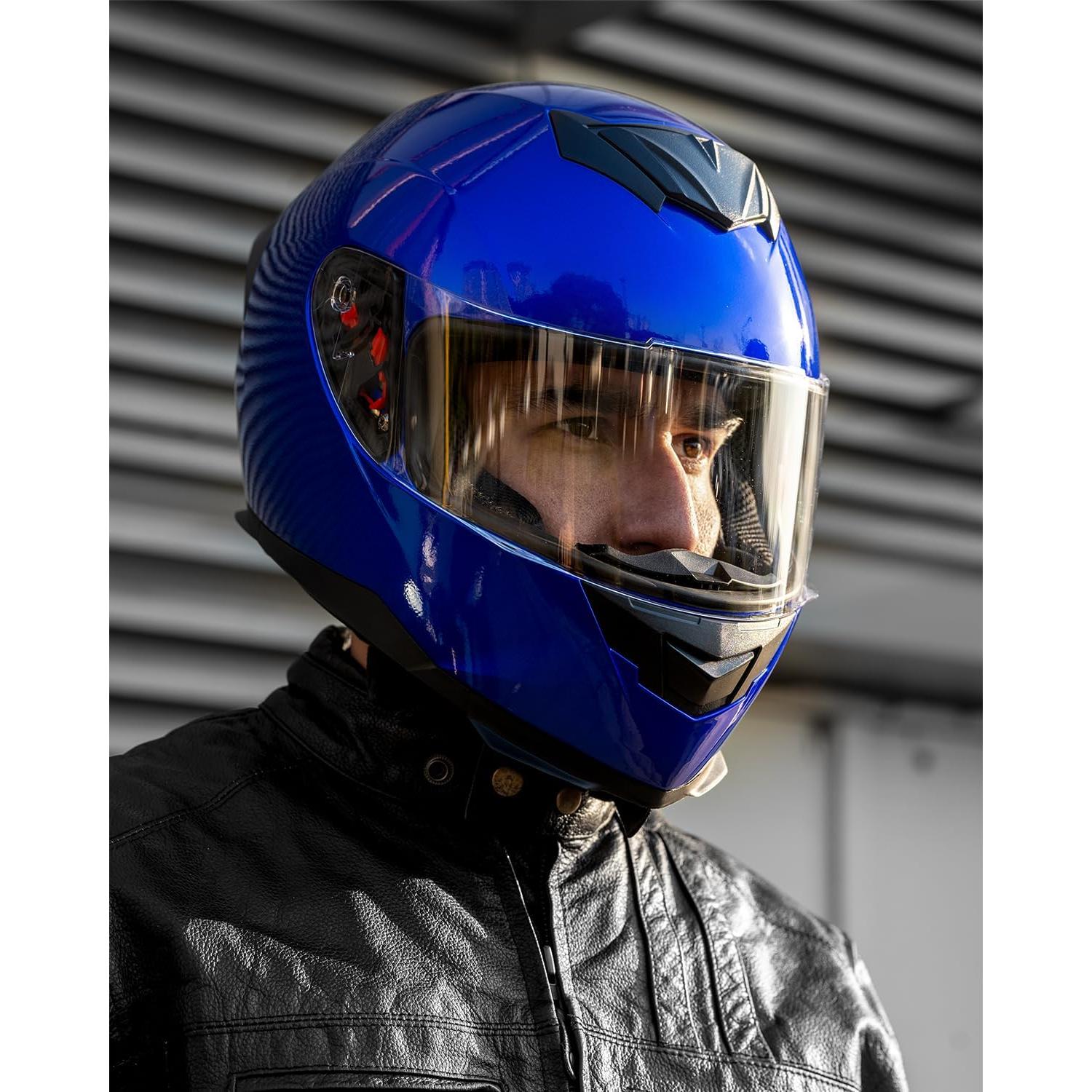 Casco ILM Full Face Motocicleta Modelo 317 Azul Mediano