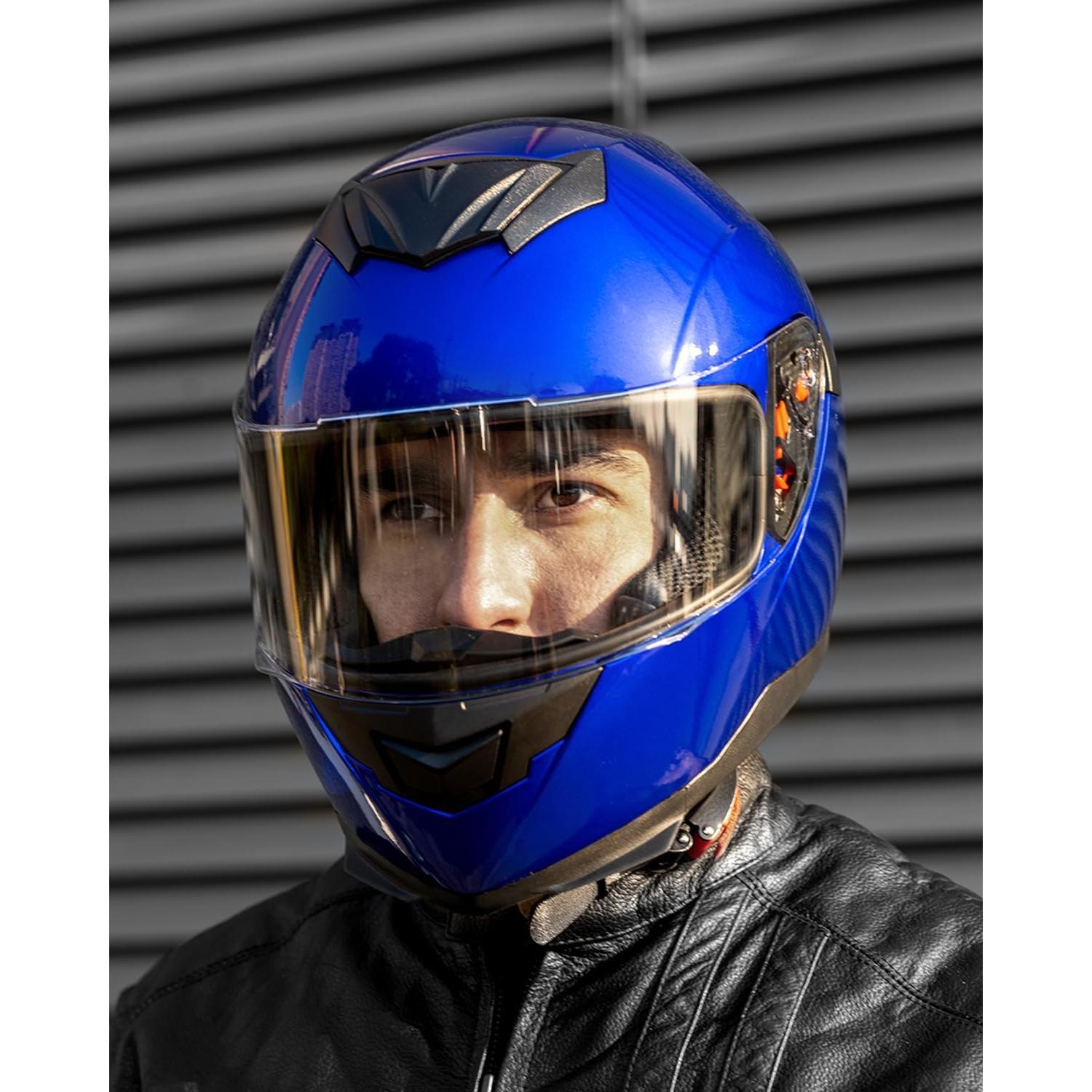 Casco ILM Full Face Motocicleta Modelo 317 Azul Mediano