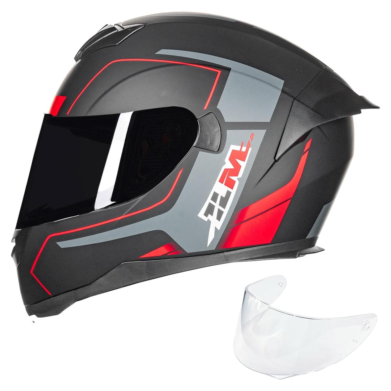 Casco ILM Full Face Motocicleta Modelo 317 Rojo Negro XL