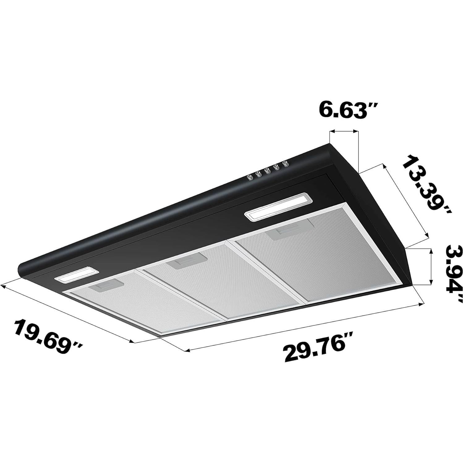 Campana Extractora CIARRA 30" Negra Bajo Gabinete 3 Velocidades