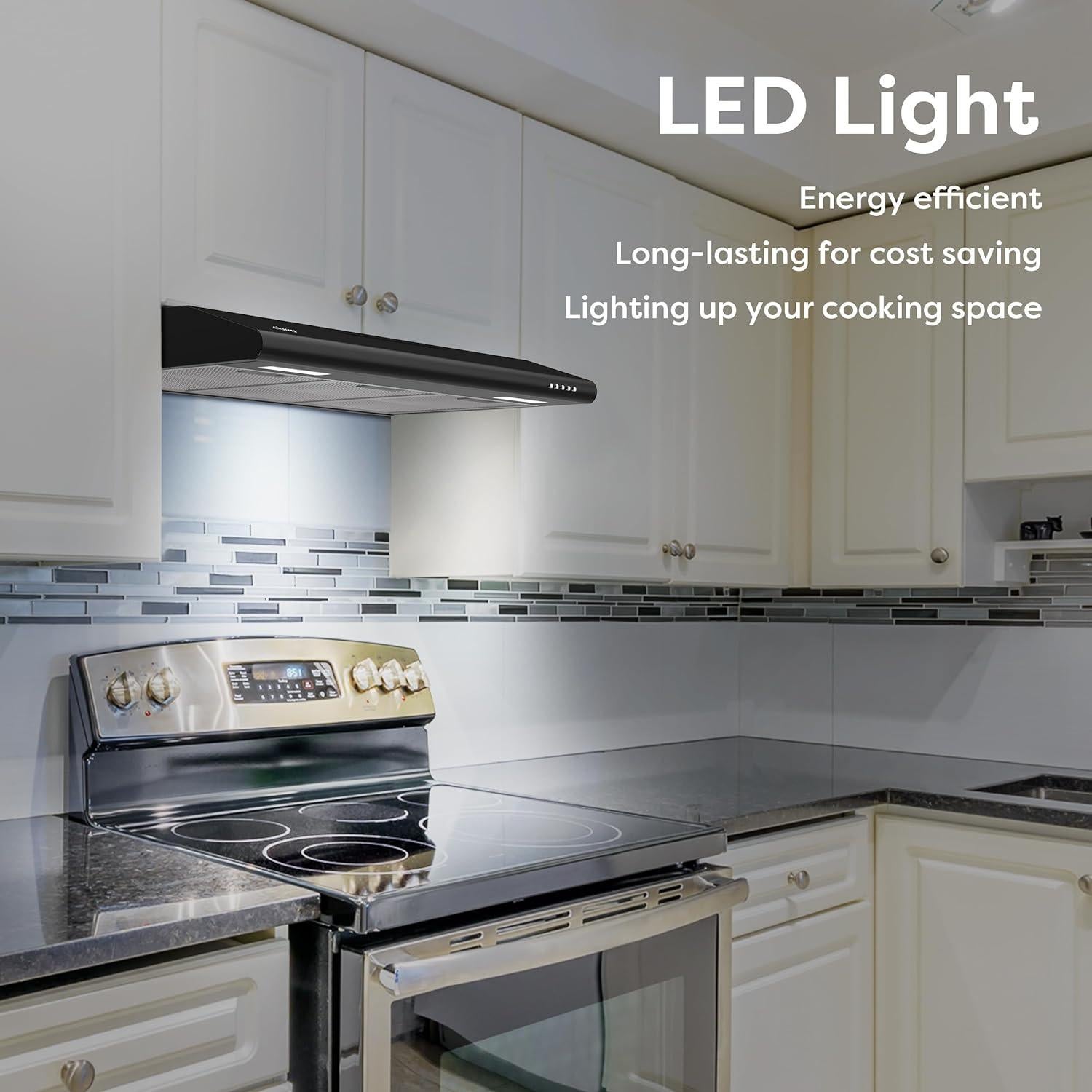 Campana Extractora CIARRA 30" Negra Bajo Gabinete 3 Velocidades