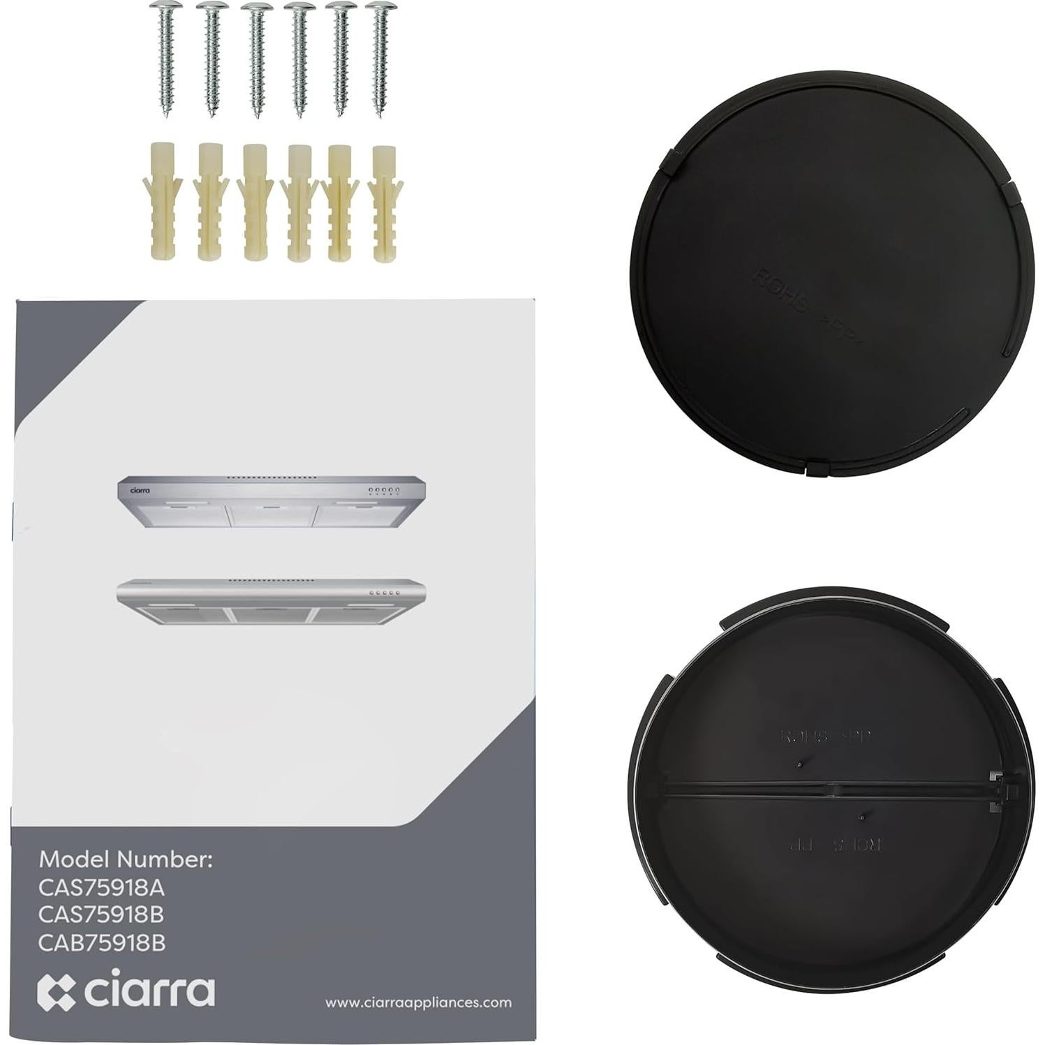 Campana Extractora CIARRA 30" Negra Bajo Gabinete 3 Velocidades