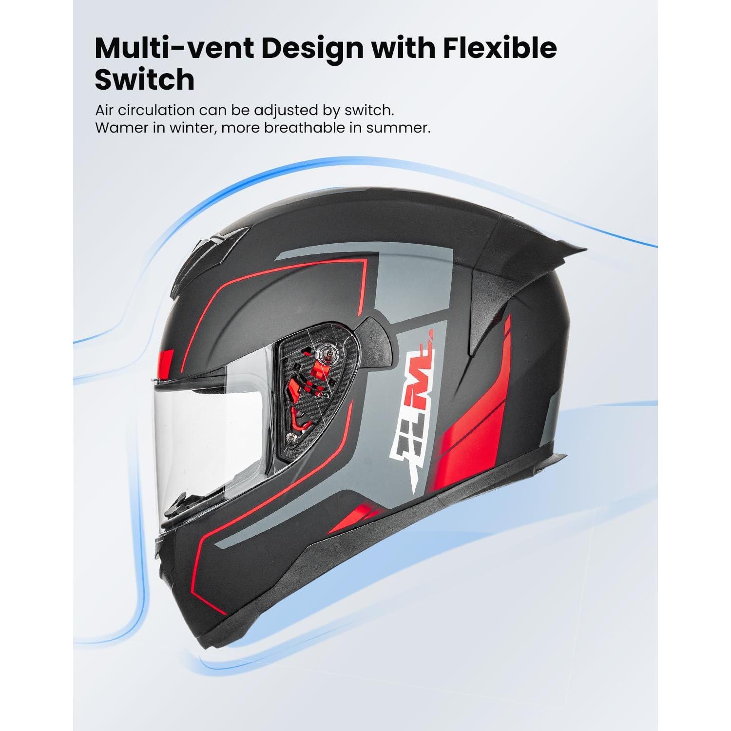 Casco Integral ILM 317 para Motocross Rojo Negro M