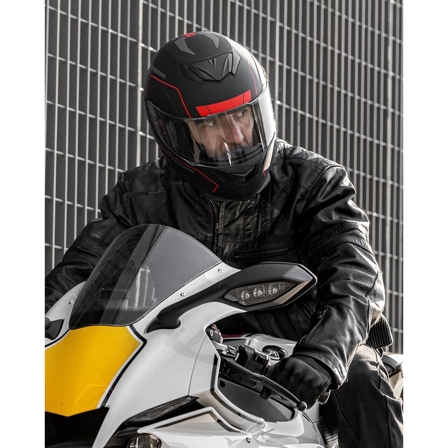 Casco Integral ILM 317 para Motocross Rojo Negro M