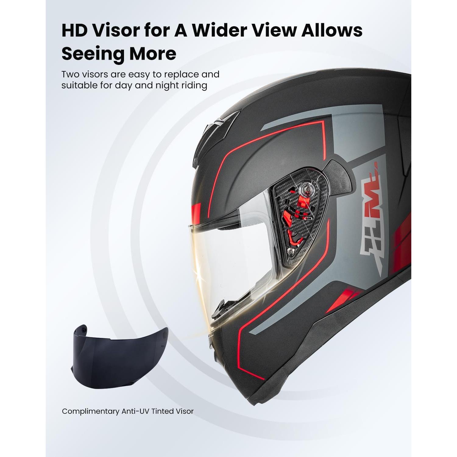 Casco ILM 317 Full Face Motocicleta Rojo Negro S