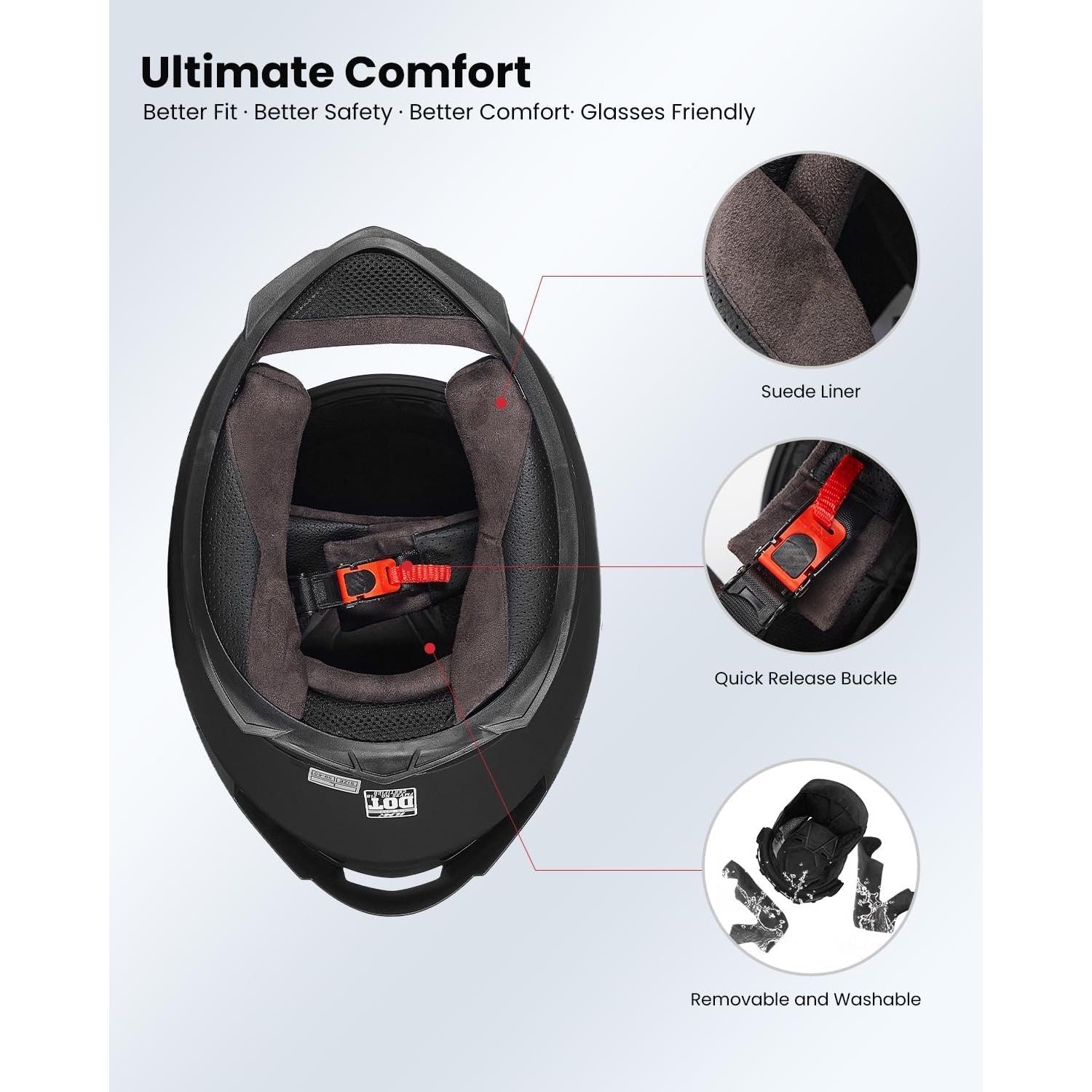 Casco ILM 317 Full Face Motocicleta Rojo Negro S