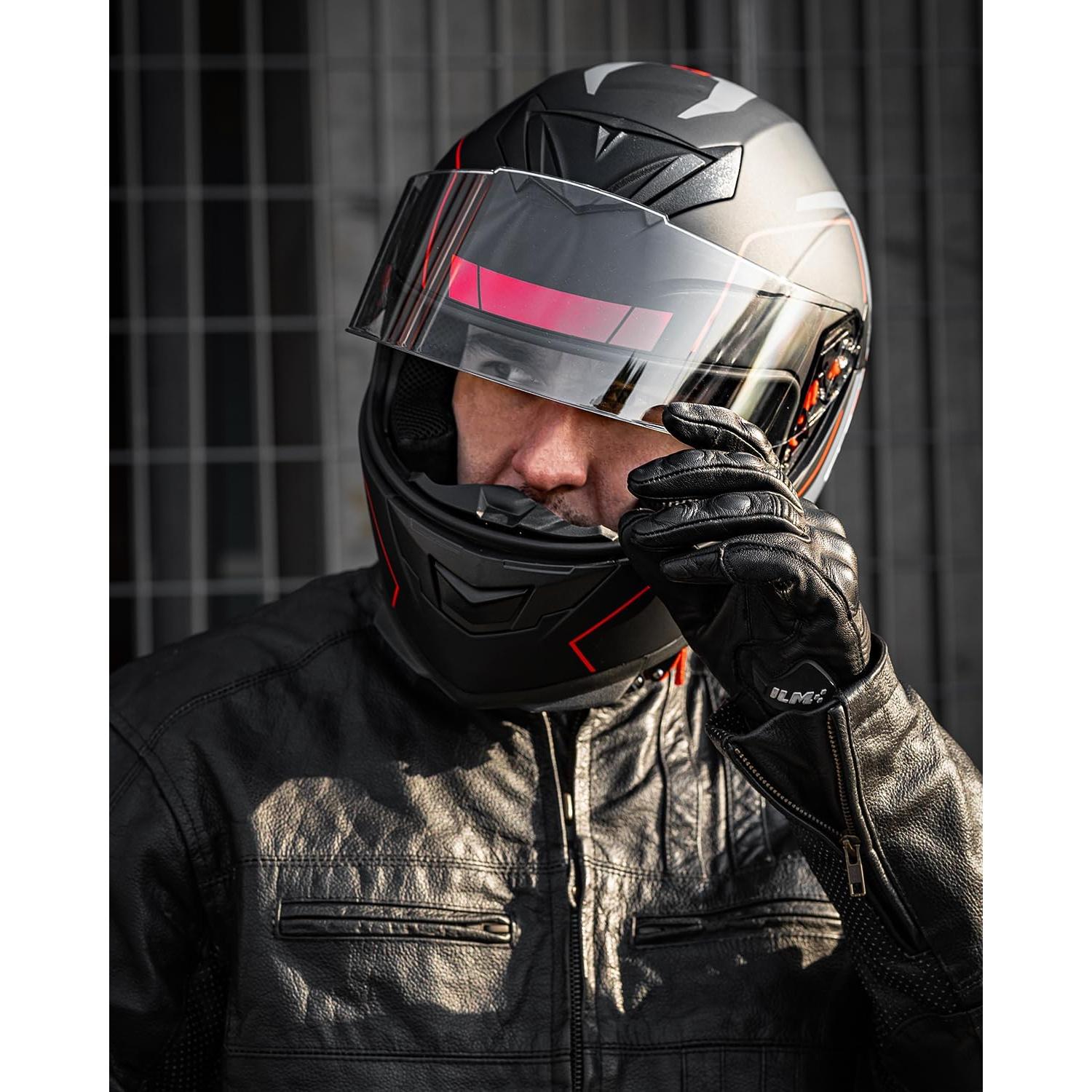 Casco ILM 317 Full Face Motocicleta Rojo Negro S