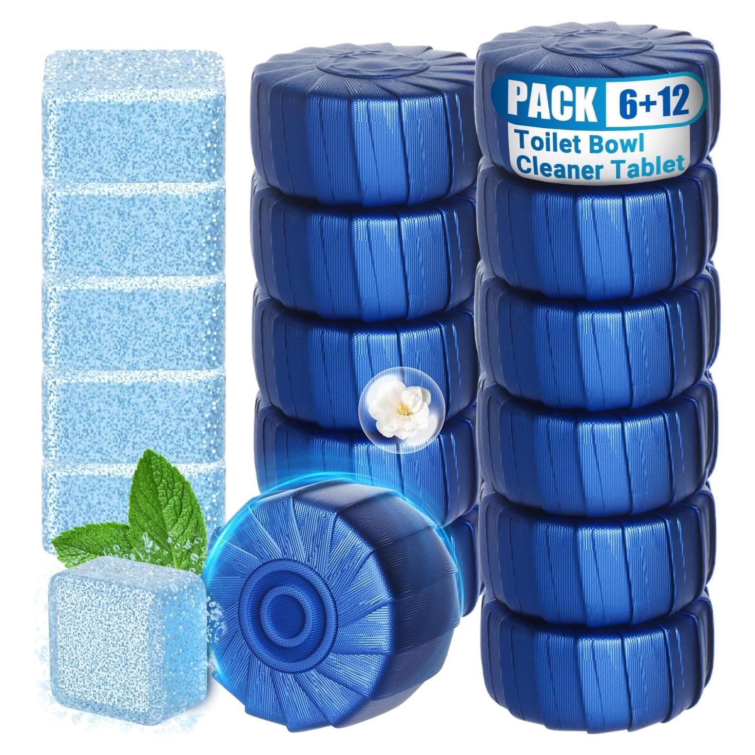 Limpiadores de Inodoro Nunemosk - 18 Tabletitas Azules y Espuma