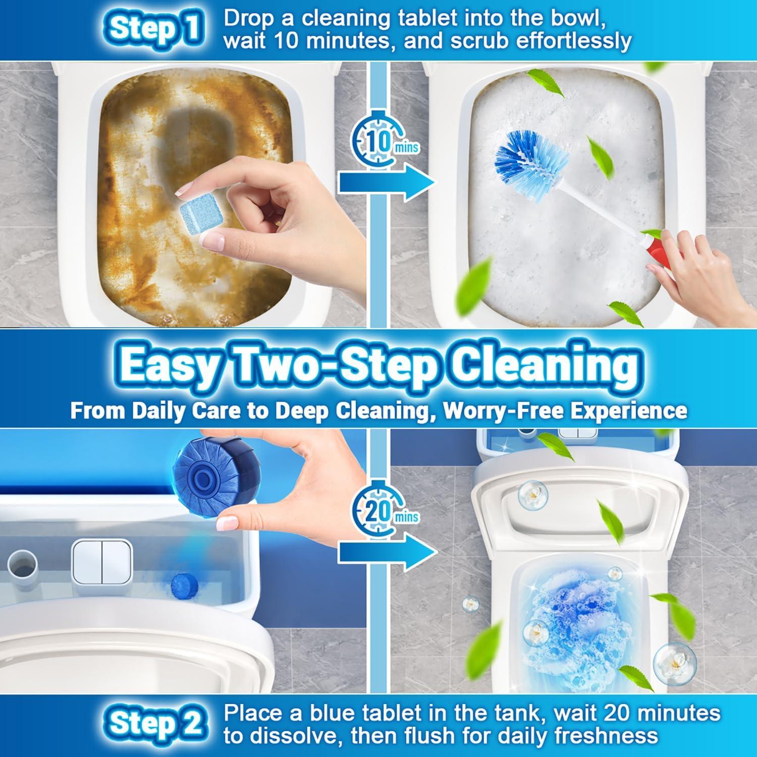 Limpiadores de Inodoro Nunemosk - 18 Tabletitas Azules y Espuma