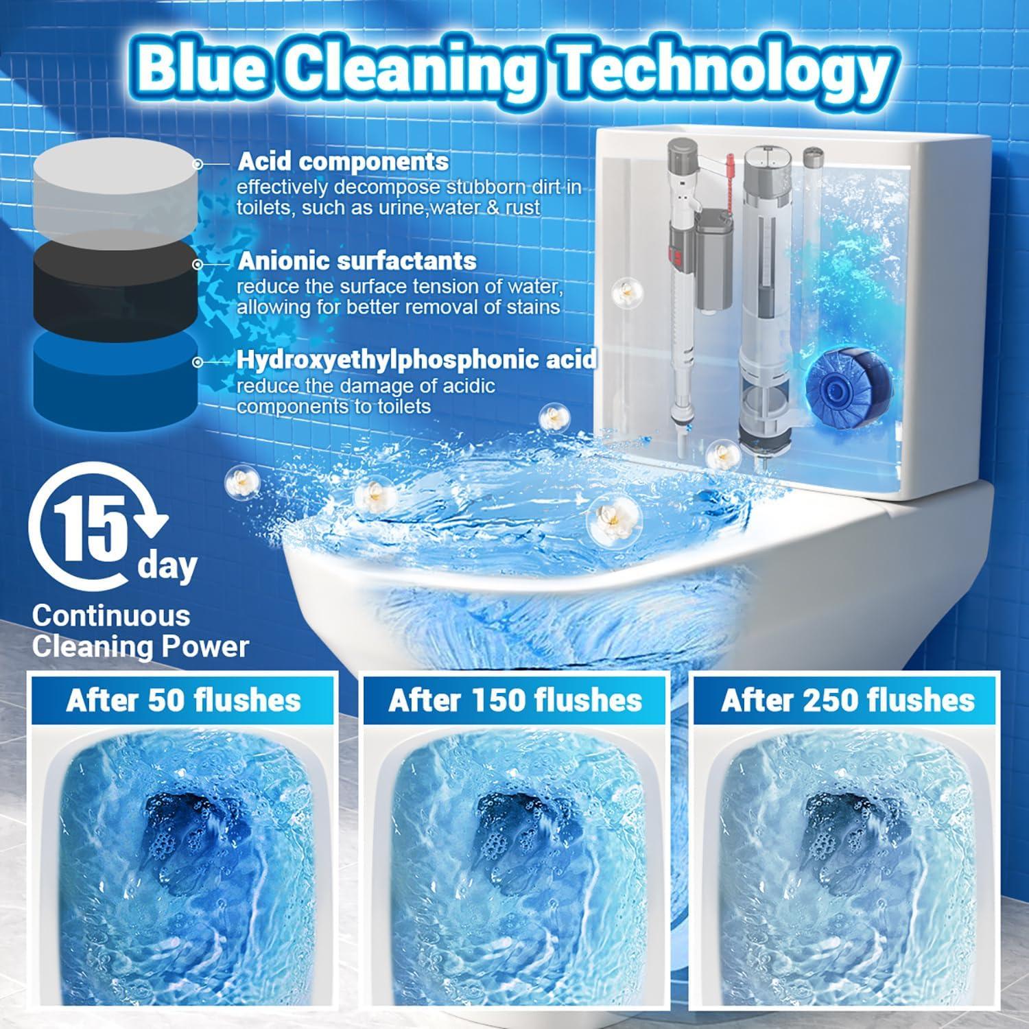 Limpiadores de Inodoro Nunemosk - 18 Tabletitas Azules y Espuma