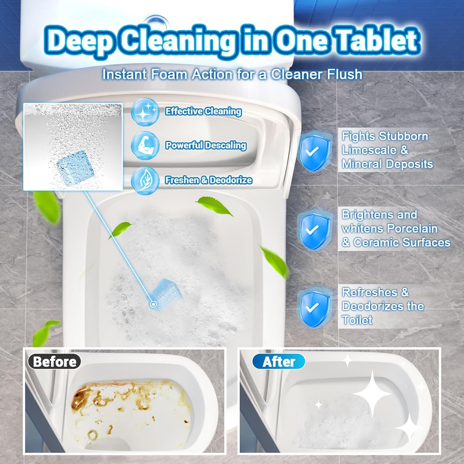 Limpiadores de Inodoro Nunemosk - 18 Tabletitas Azules y Espuma