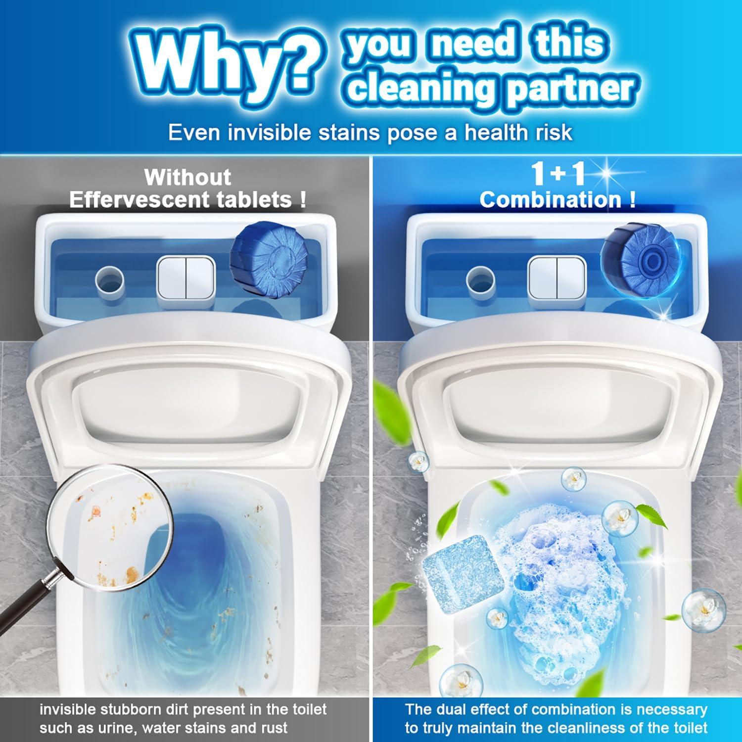 Limpiadores de Inodoro Nunemosk - 18 Tabletitas Azules y Espuma