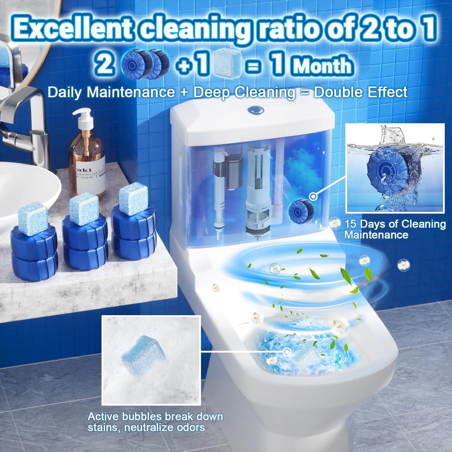 Limpiadores de Inodoro Nunemosk - 18 Tabletitas Azules y Espuma