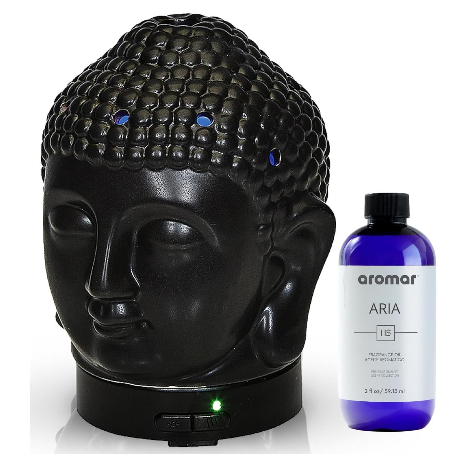 Difusor de Cerámica Buda Aromar 100ml Negro Ultrasonico