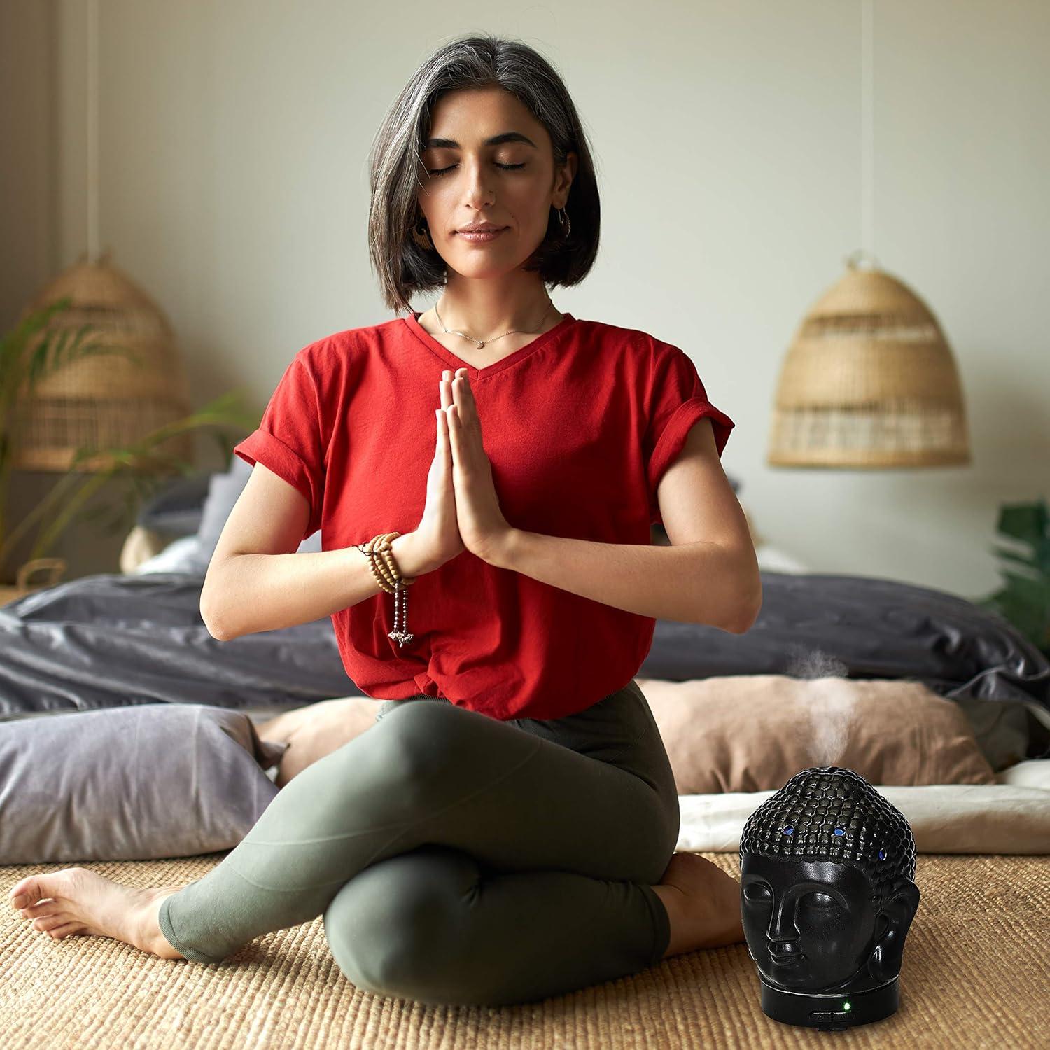 Difusor de Cerámica Buda Aromar 100ml Negro Ultrasonico