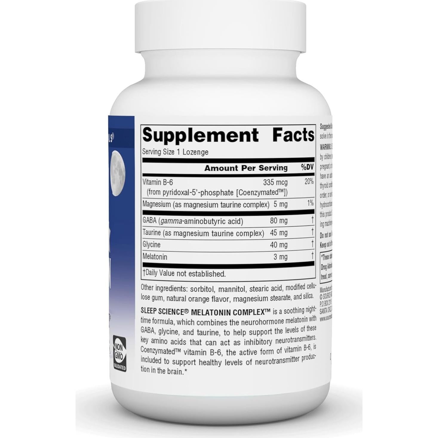 Complejo de Melatonina Source Naturals 100 Pastillas Naranja 3 mg