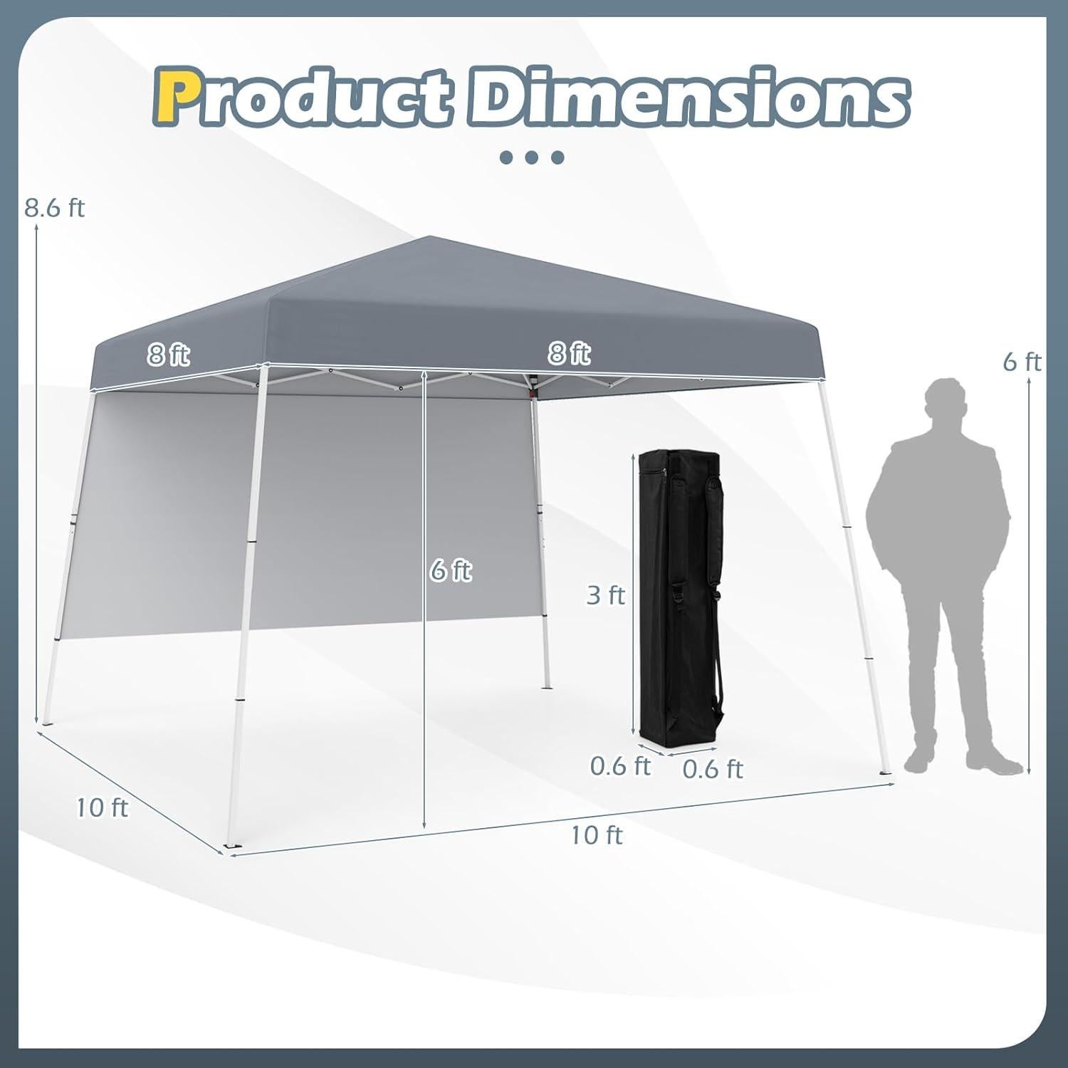 Carpa Plegable Goplus 3x3m con Pared Lateral UPF50+