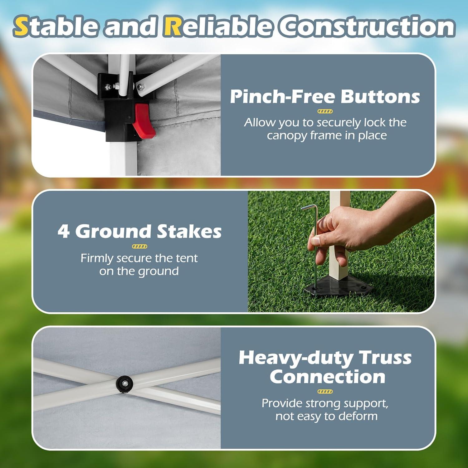 Carpa Plegable Goplus 3x3m con Pared Lateral UPF50+