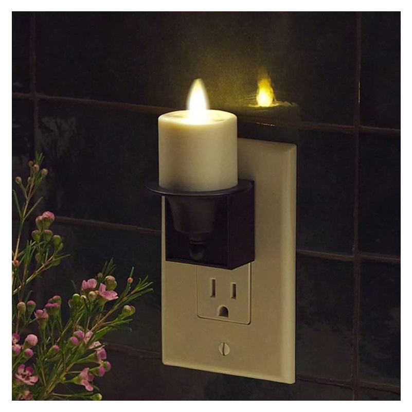 Vela Nocturna Sin Llama Luminara Negra con Sensor Crepúsculo