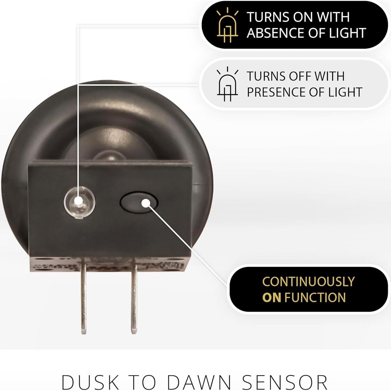 Vela Nocturna Sin Llama Luminara Negra con Sensor Crepúsculo