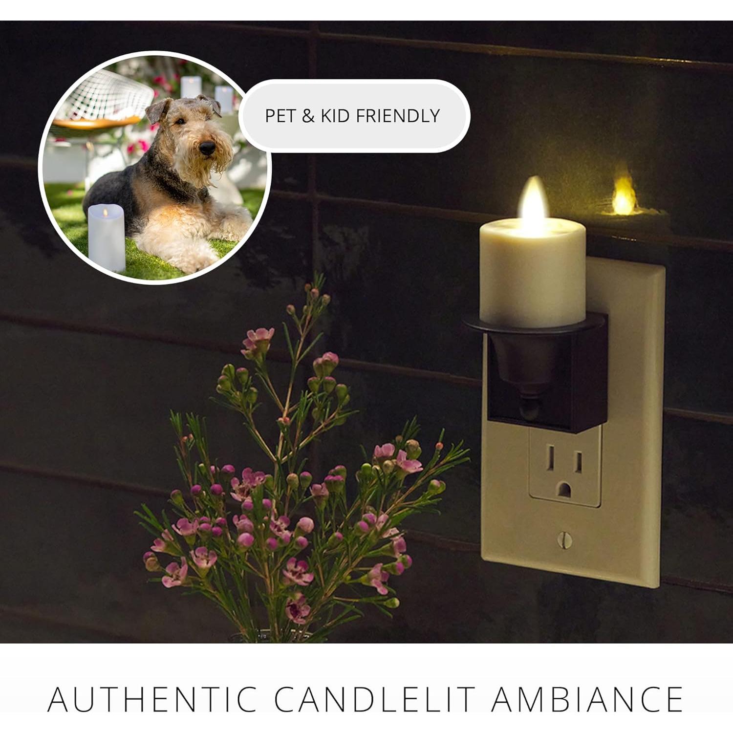 Vela Nocturna Sin Llama Luminara Negra con Sensor Crepúsculo