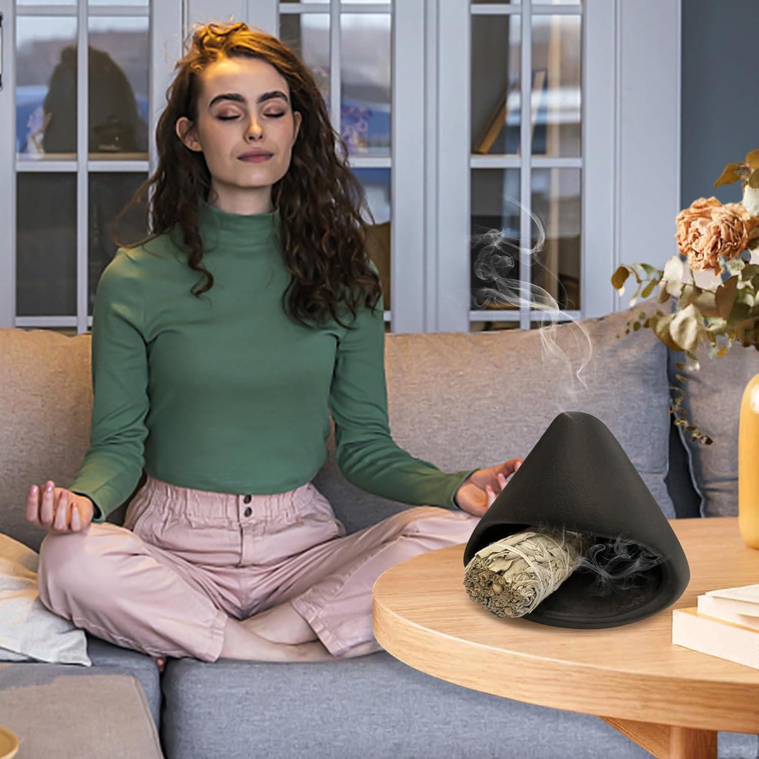 Soporte para Incienso Yawlsow Negro - Quemador de Palo Santo y Salvia