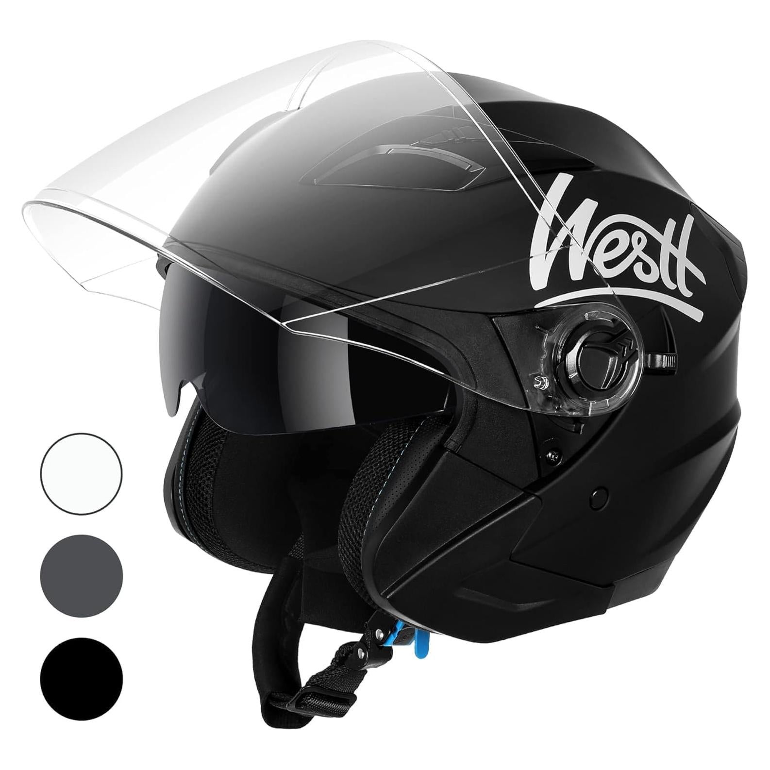 Casco Abierto Westt Jet 3/4 con Doble Visera Solar - Negro