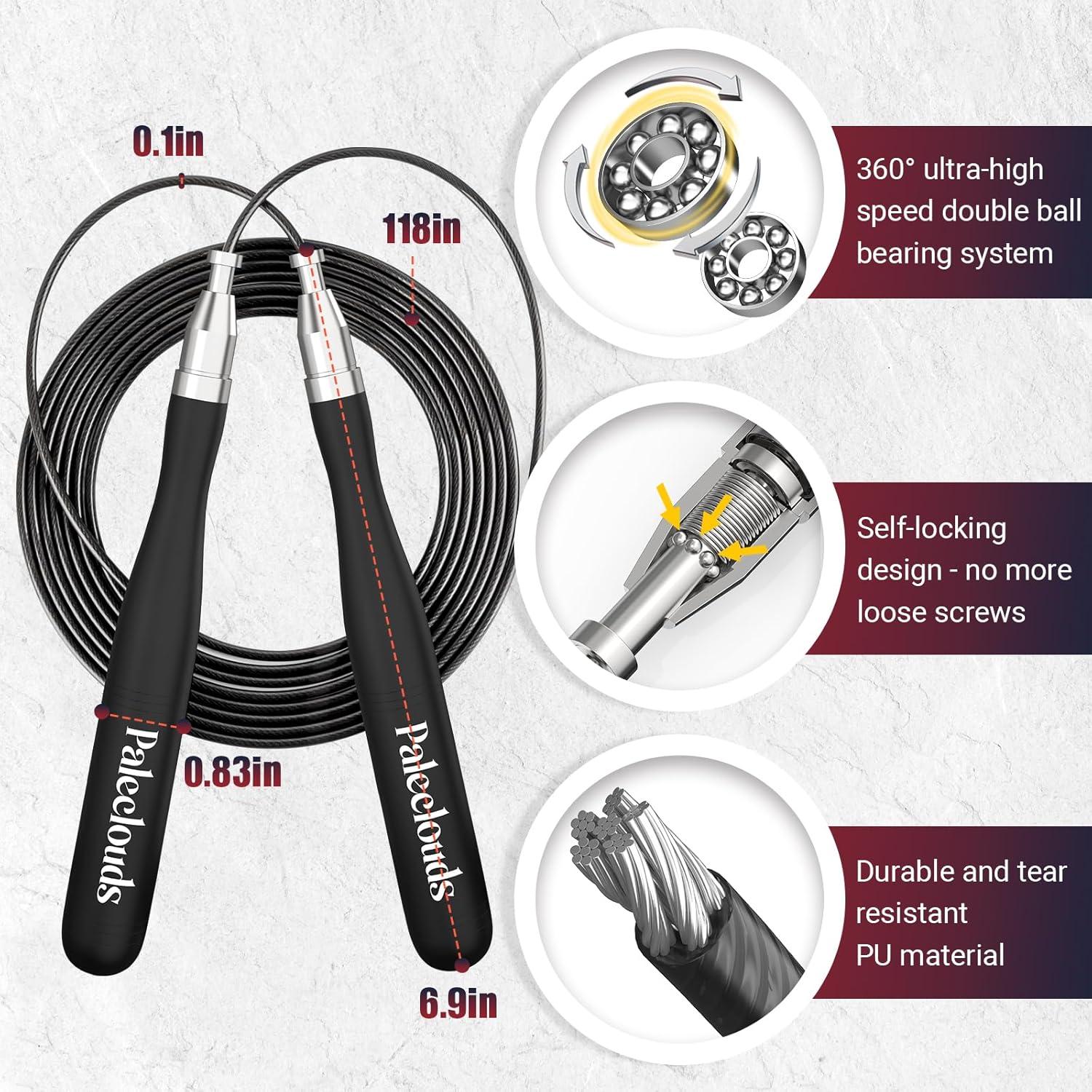 Cuerda de Salto Rápida Paleclouds Ajustable 3.05m para Fitness