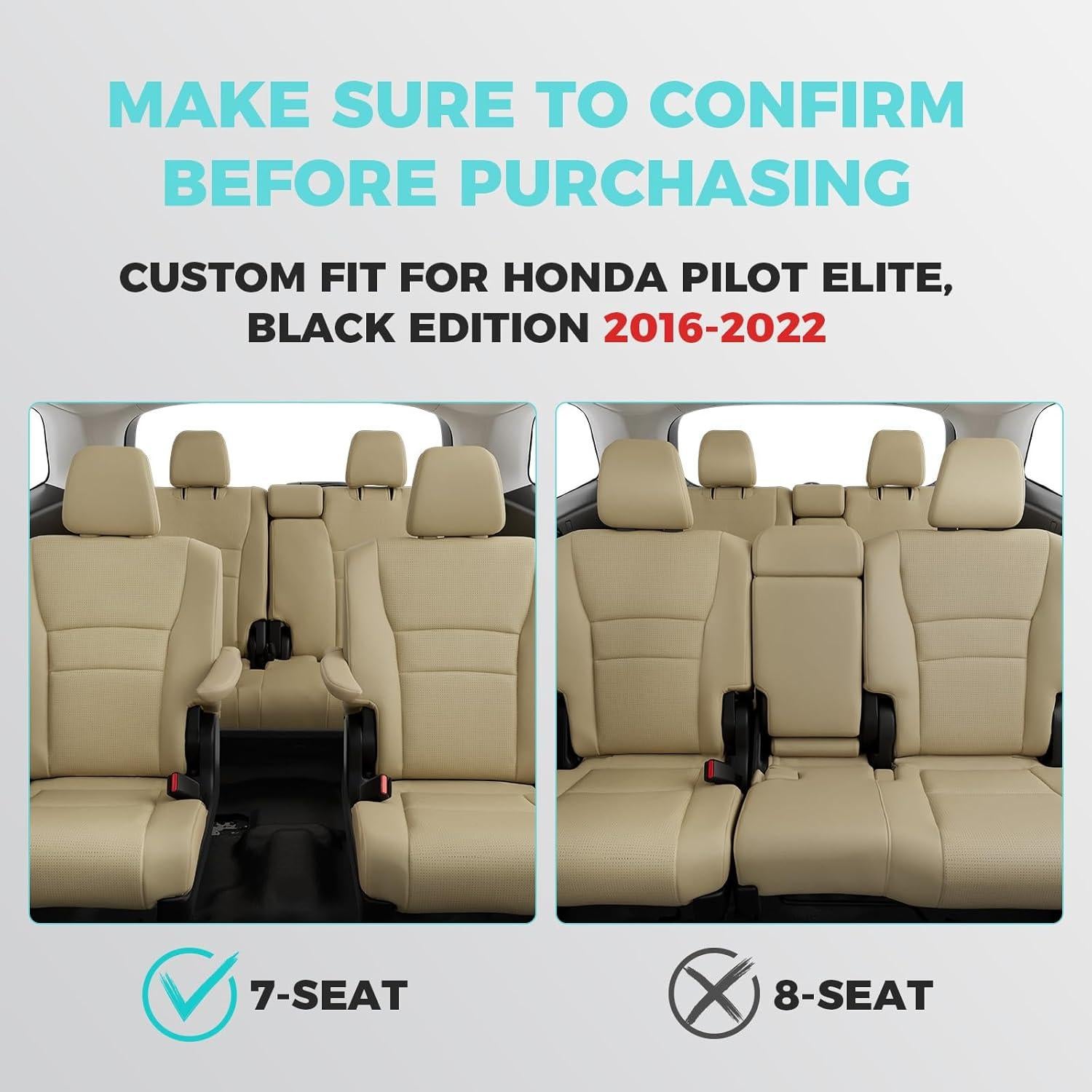 Funda de Asiento Honda Pilot 2016-2022 FEINEPRO 7 Asientos Beige