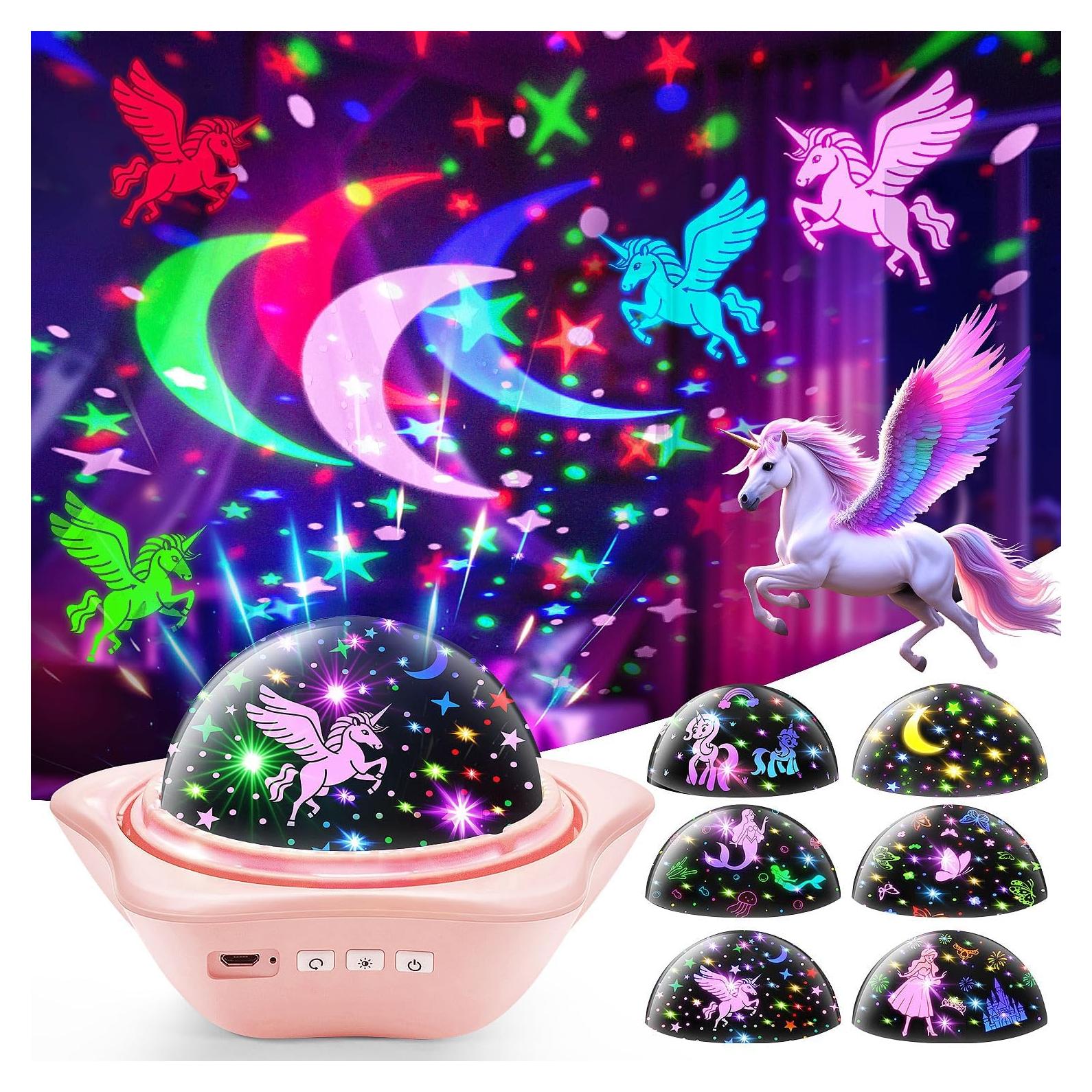 Proyector de Luz Nocturna Unicornio Rosa One Fire 6 Películas