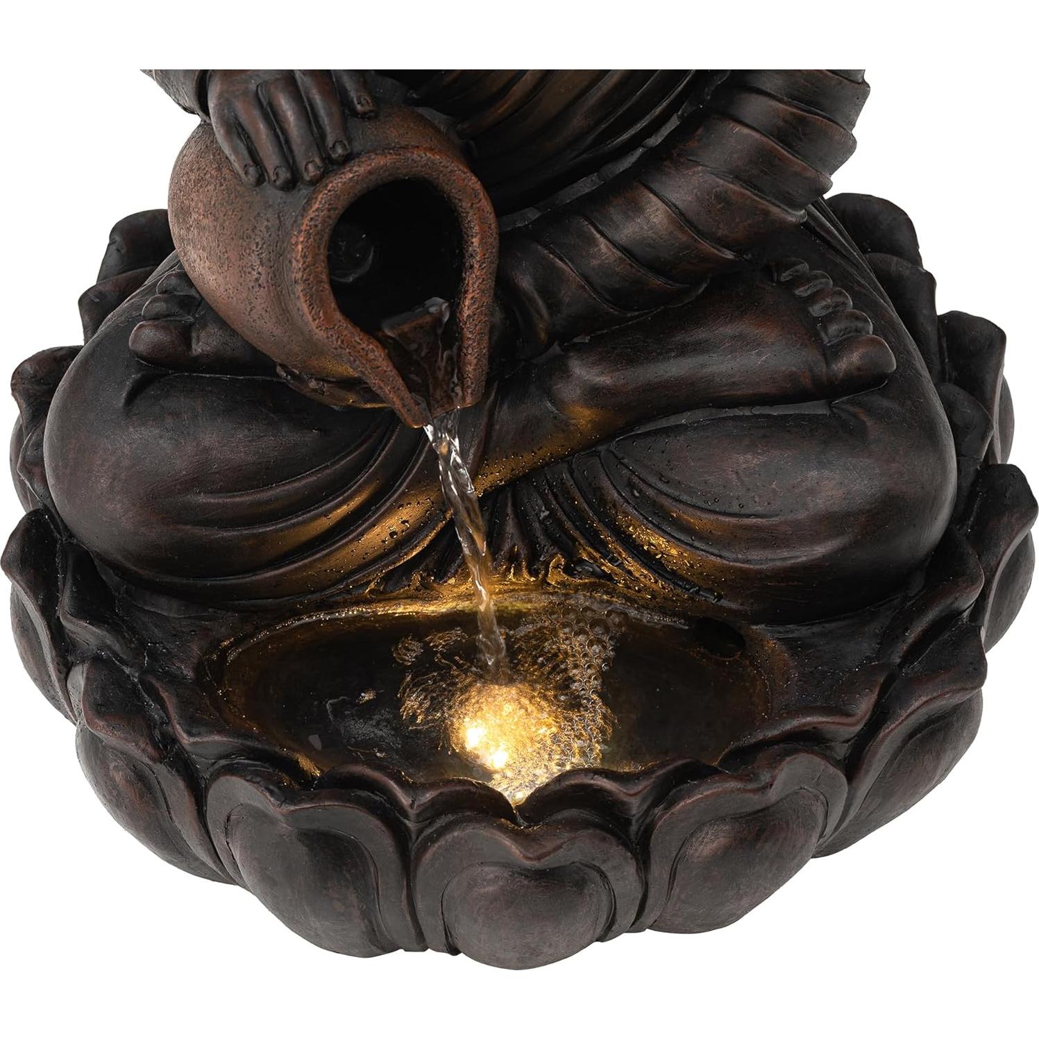 Estatua de Buda Zen Glitzhome 52 cm con Luz LED y Bomba