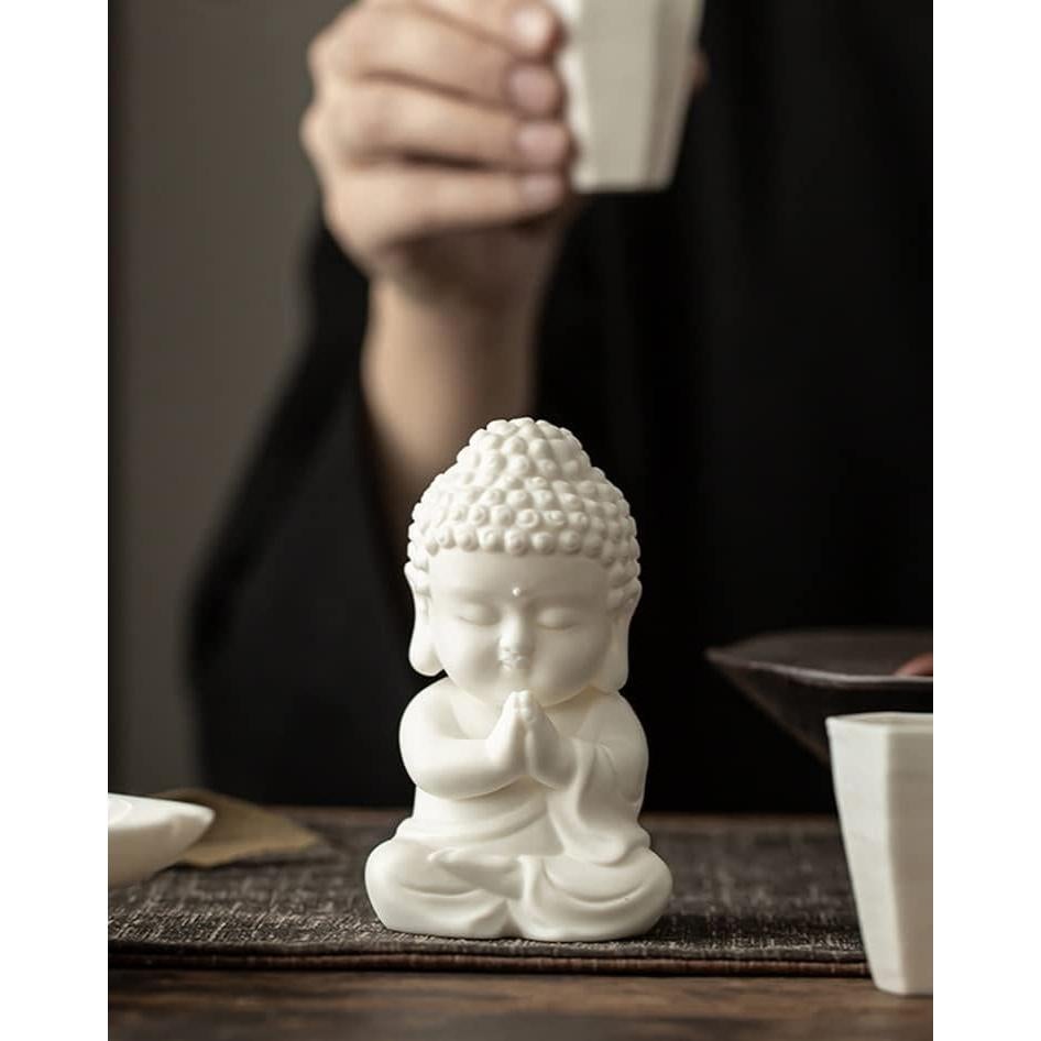 Estatua de Buda MINMEER de Porcelana Blanca 10.16 cm Zen