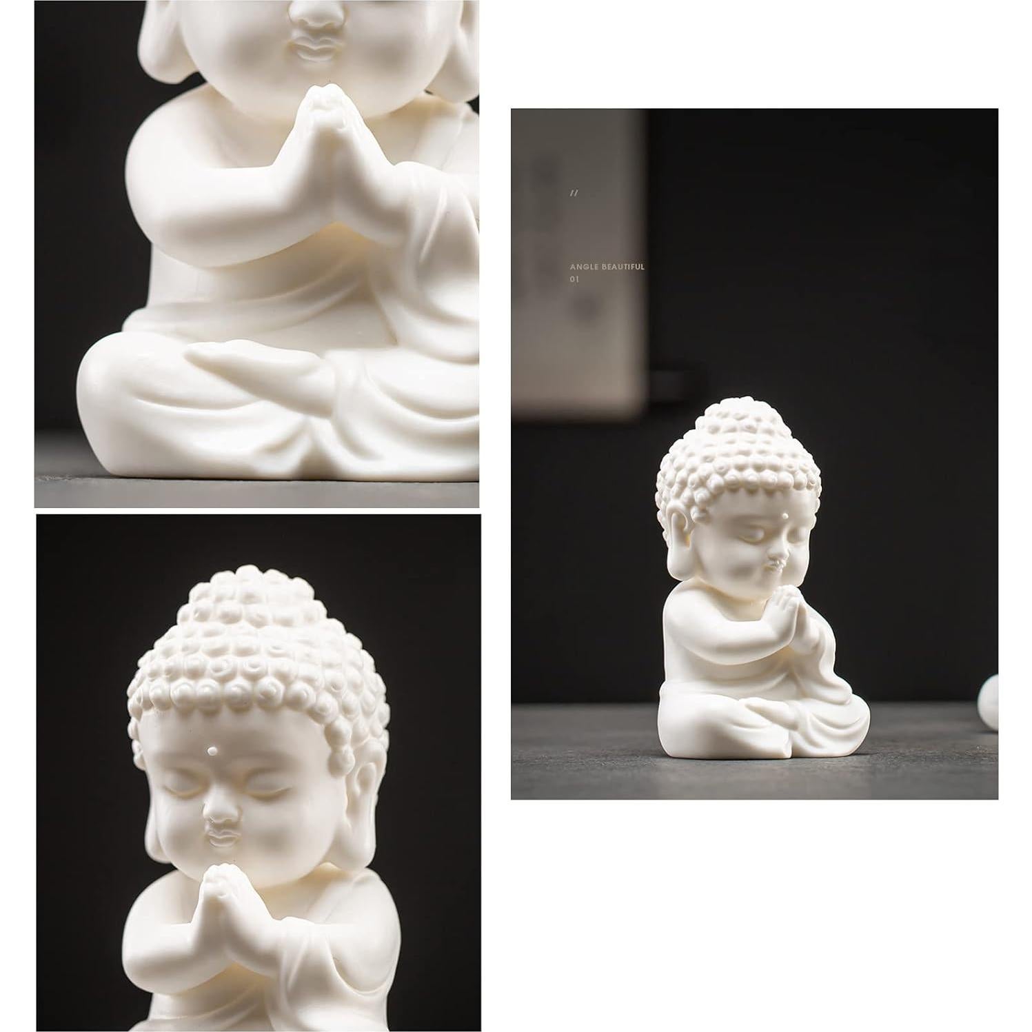 Estatua de Buda MINMEER de Porcelana Blanca 10.16 cm Zen