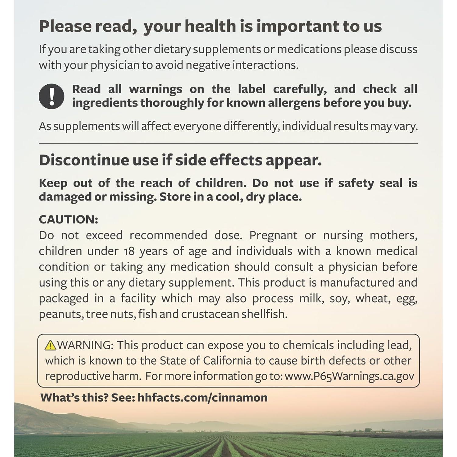 Píldoras de Canela de Ceilán Orgánica Healths Harmony 1000mg