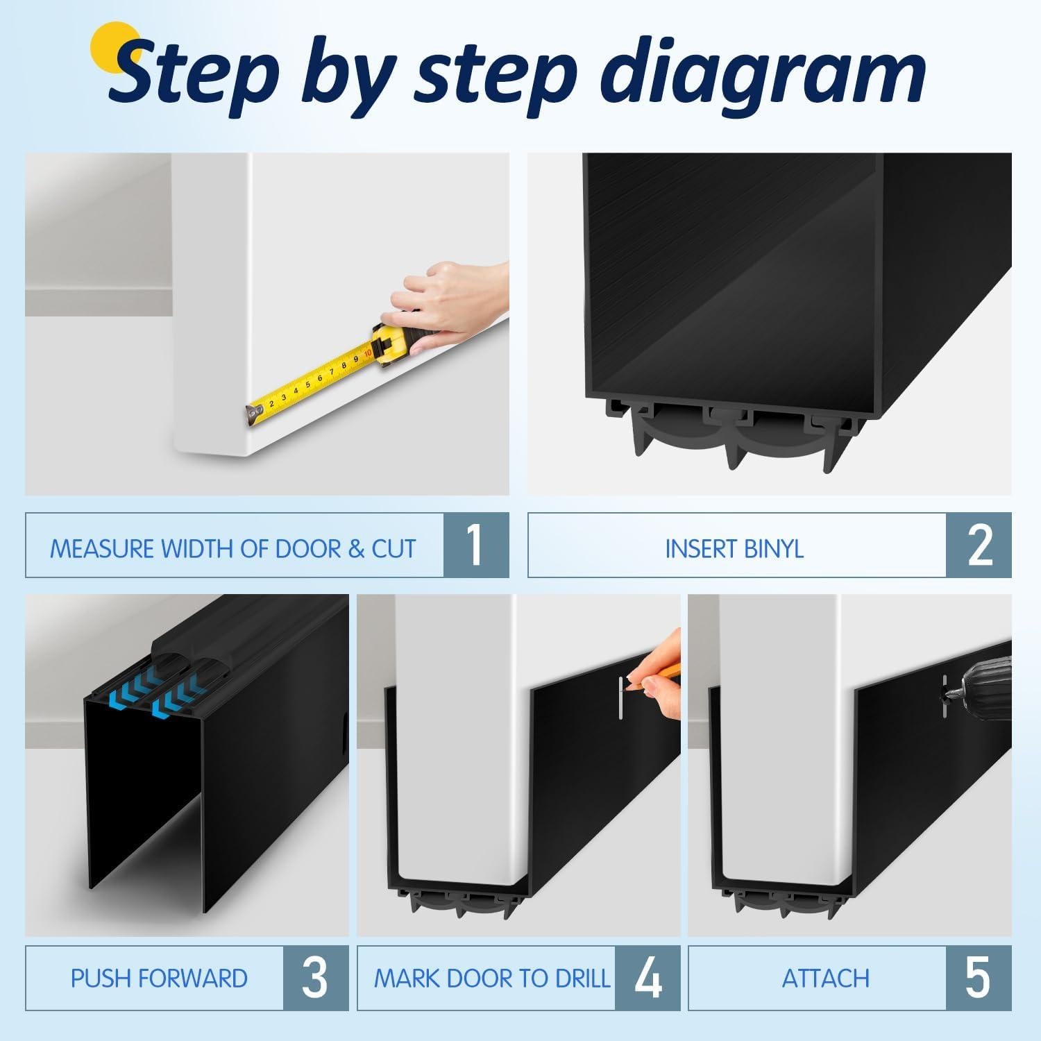 Sellador de Puerta 99 cm YYGCL Aluminio Negro Ahorro Energía