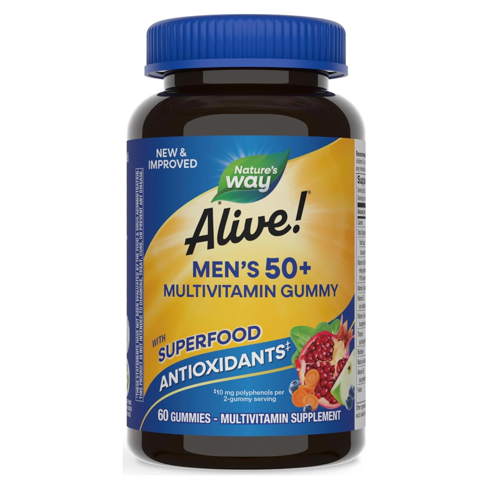 Multivitaminas Gummy Nature's Way Alive! Hombres 50+ 60 Gomas