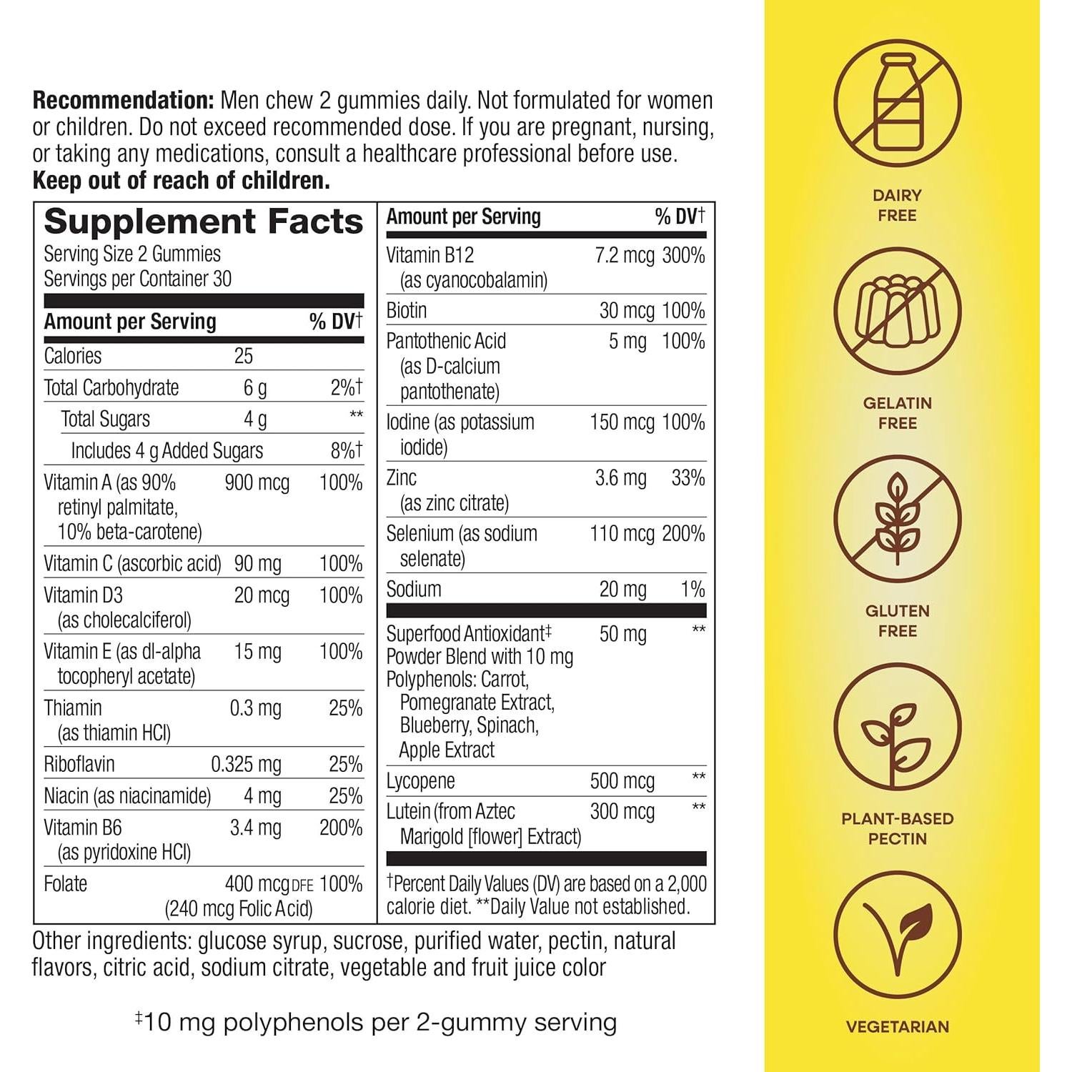Multivitaminas Gummy Nature's Way Alive! Hombres 50+ 60 Gomas