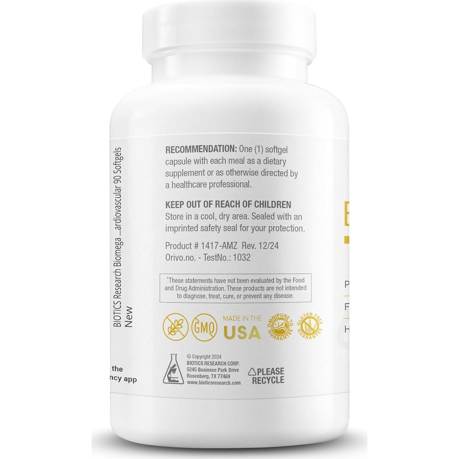 Biotics Research Biomega-1000 Omega 3 Aceite de Pescado 1000mg - 90 Cápsulas