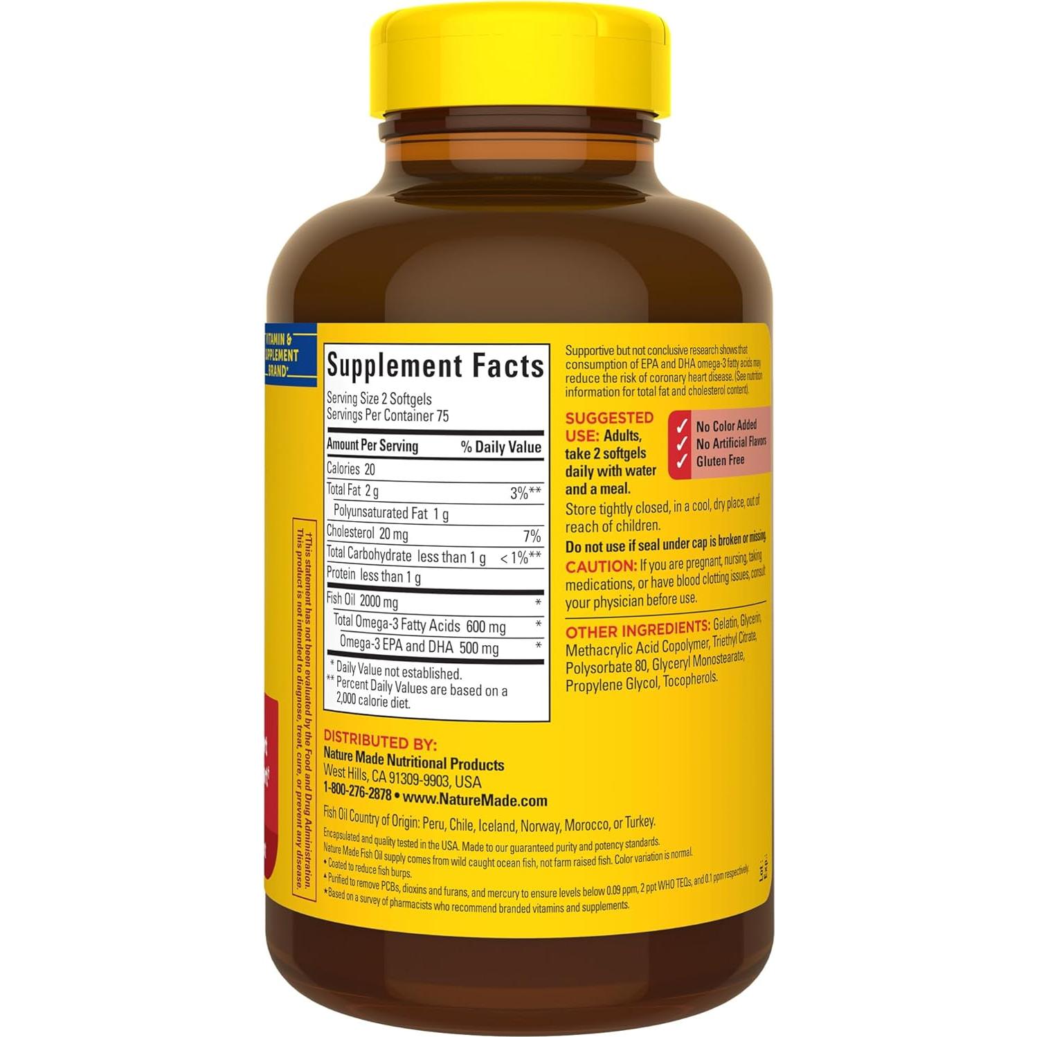 Nature Made Aceite de Pescado Omega 3 1000mg 150 Cápsulas