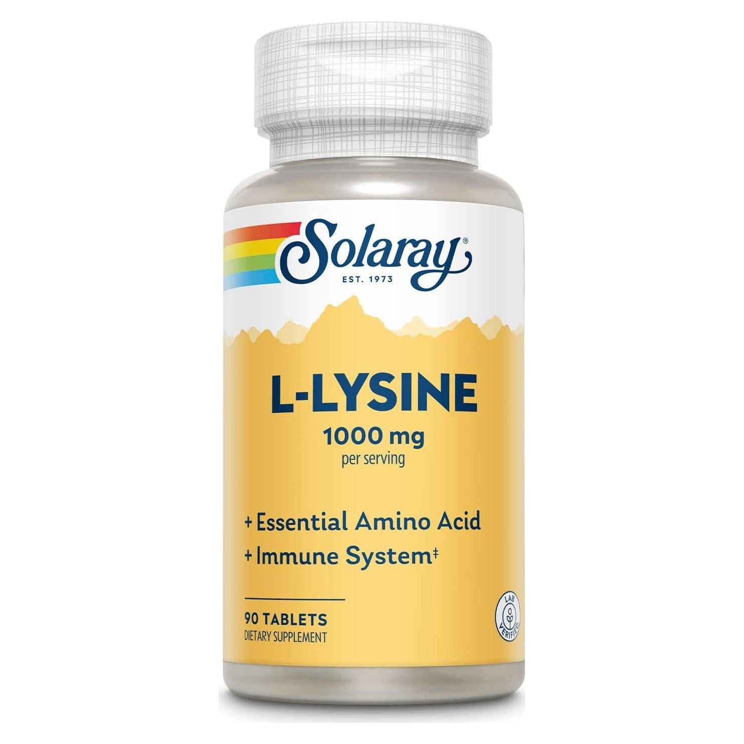 Solaray L-Lisina 1000mg + Vitamina C 1000mg + Zinc 25mg - 90 Tabletas