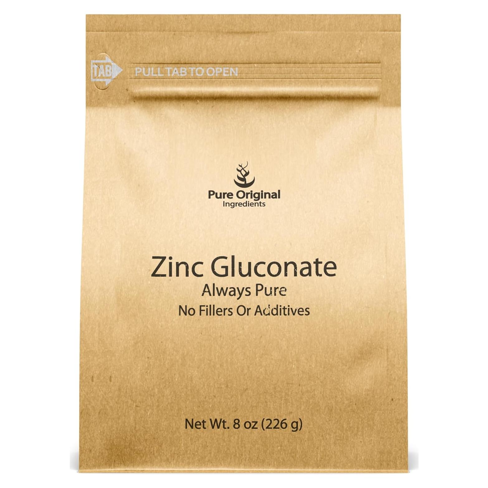 Gluconato de Zinc 227g Ingredientes Originales Puros Suplemento
