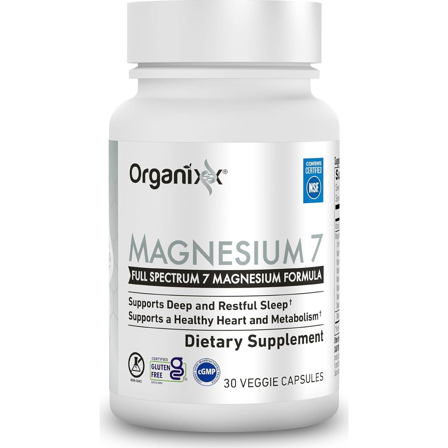 Suplemento de Magnesio Organixx 30 Cápsulas Veganas Alta Absorción