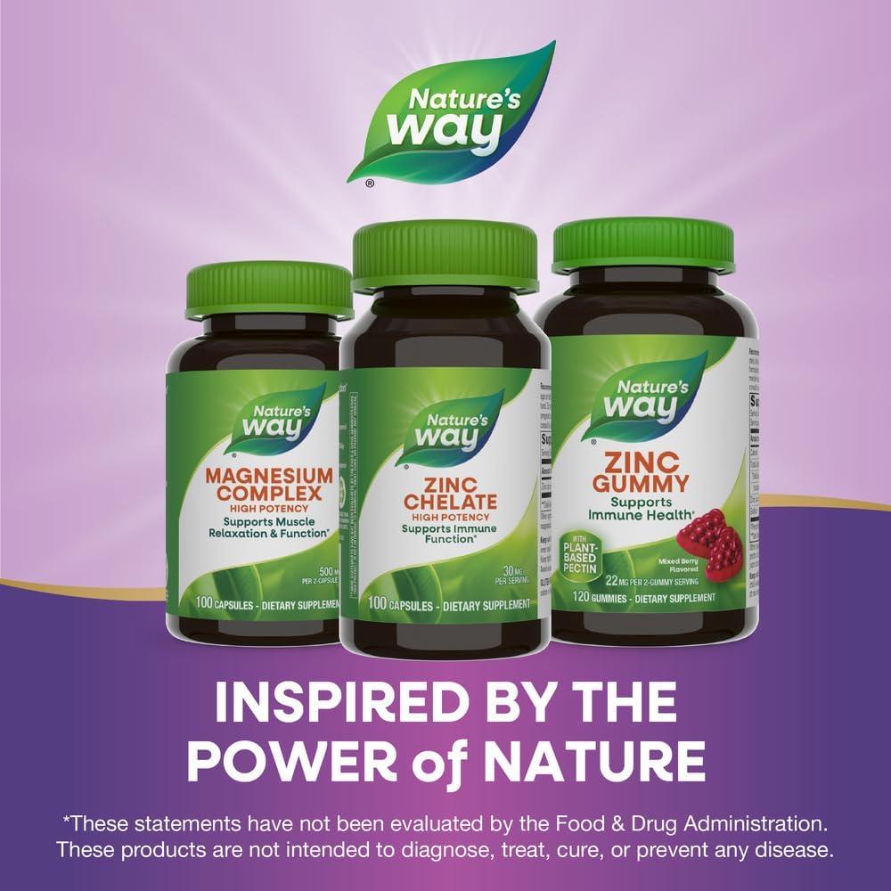 Quelato de Zinc Nature's Way 30 mg 100 Cápsulas Inmunidad