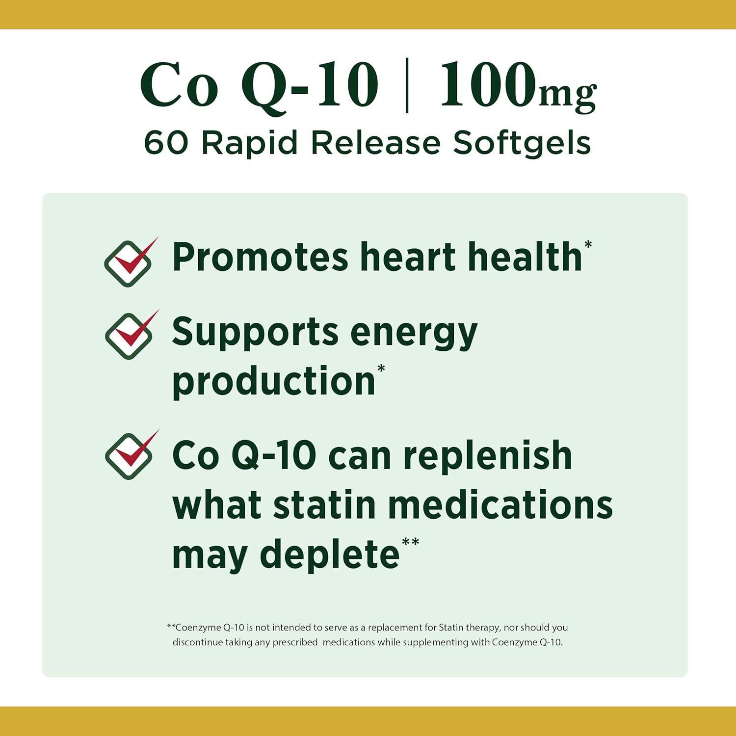 CoQ10 Nature's Bounty 100mg + L-Carnitina 60 Gelatinas Blandas